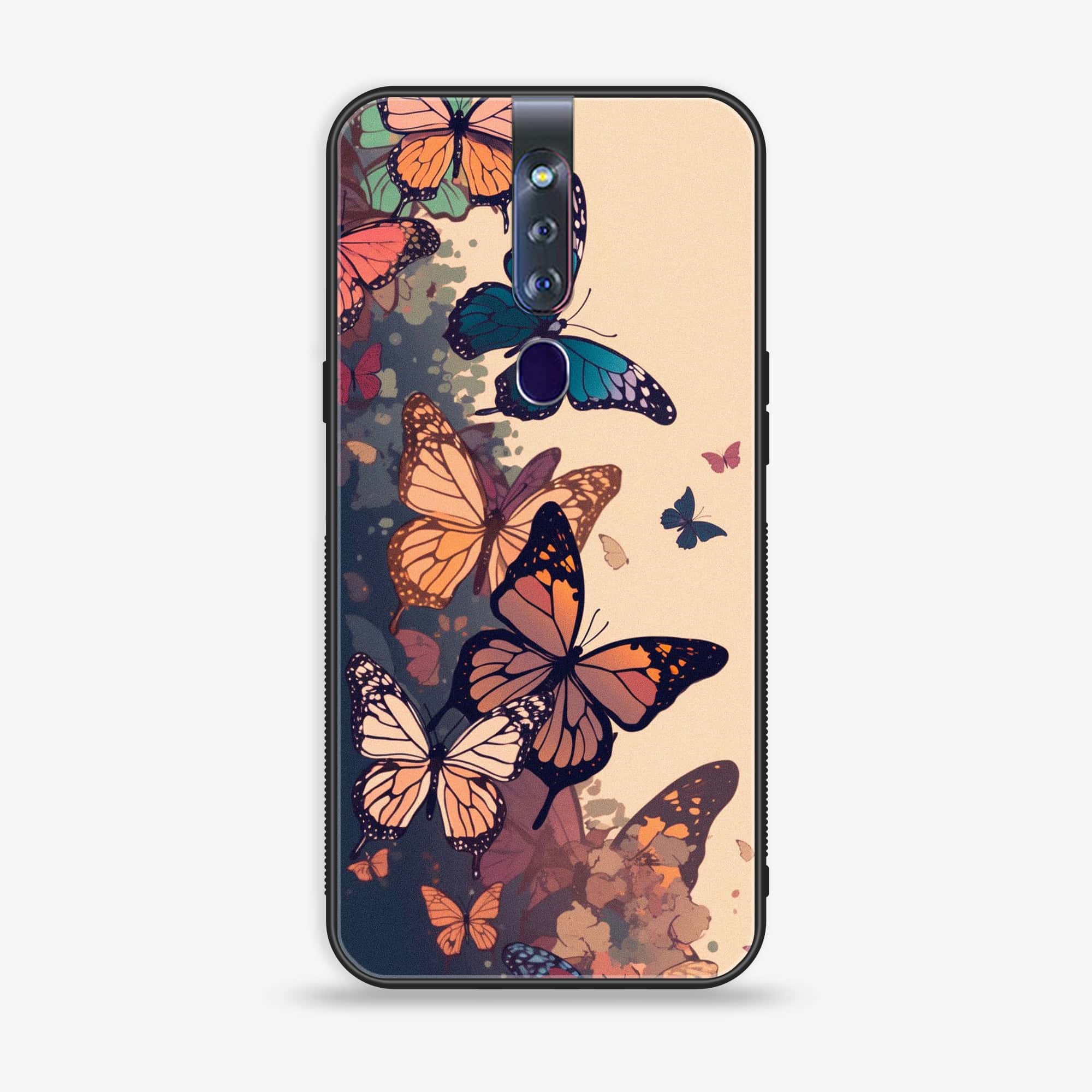 Oppo F11 Pro Butterflies Design Series Premium Printed Glass soft Bumper shock Proof Case