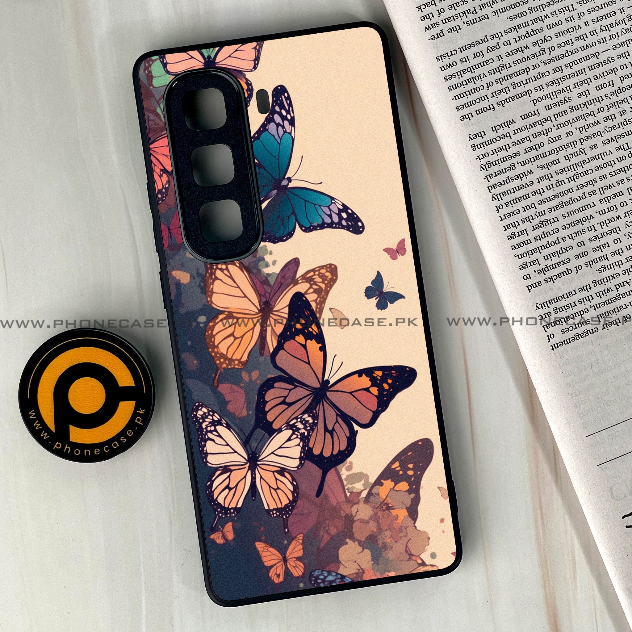 Infinix Hot 60 Pro Plus - Butterflies Design Series - Premium Metal Printed soft Bumper shock Proof Case