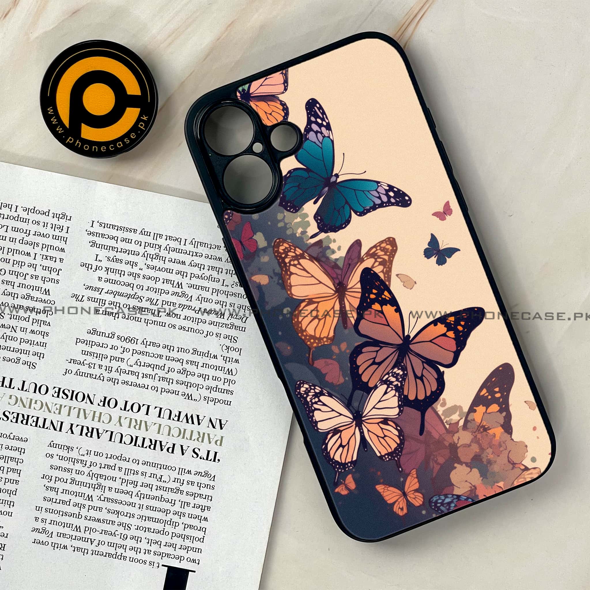 iPhone 16 Plus -   Butterflies Design - Premium Metal Printed soft Bumper shock Proof Case