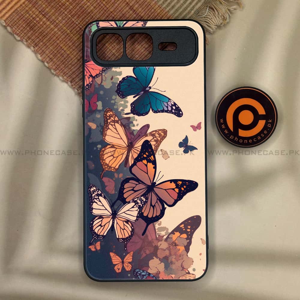 Infinix Smart 10 Plus - Butterflies Design Series - Premium Metal Printed soft Bumper shock Proof Case