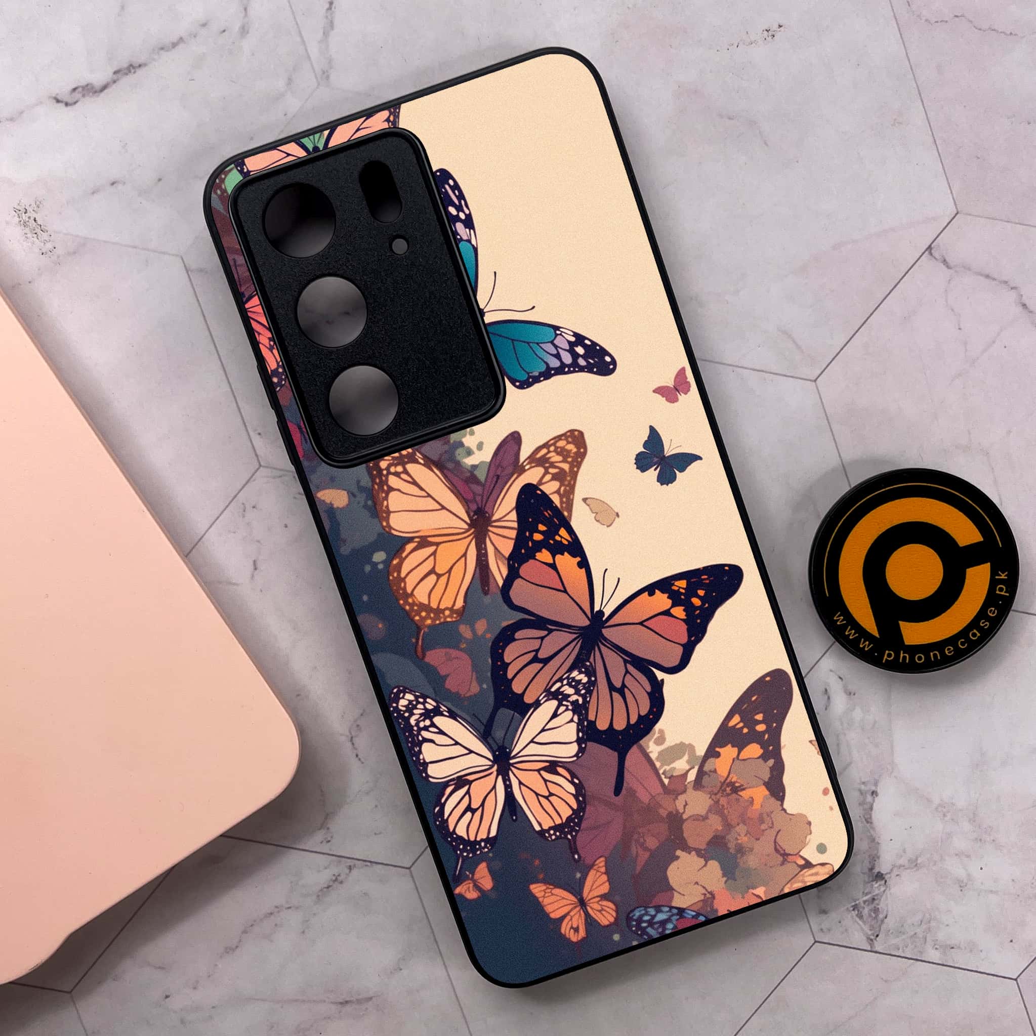 Realme C75x 4G - Butterflies Design Series - Premium Metal Printed soft Bumper shock Proof Case