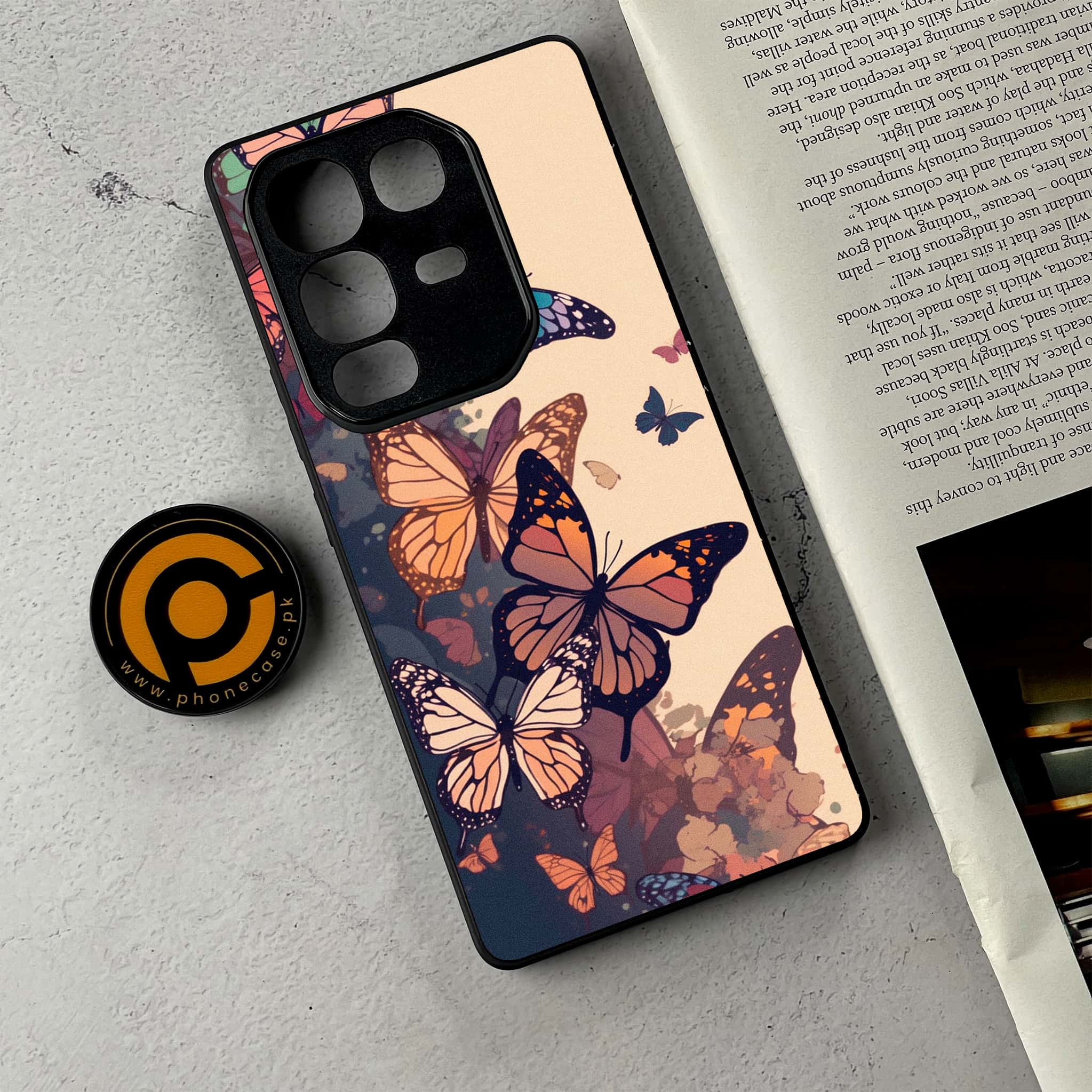 Infinix Note 50 Pro Plus - Butterflies Design Series - Premium Metal Printed Soft Bumper Shockproof Case