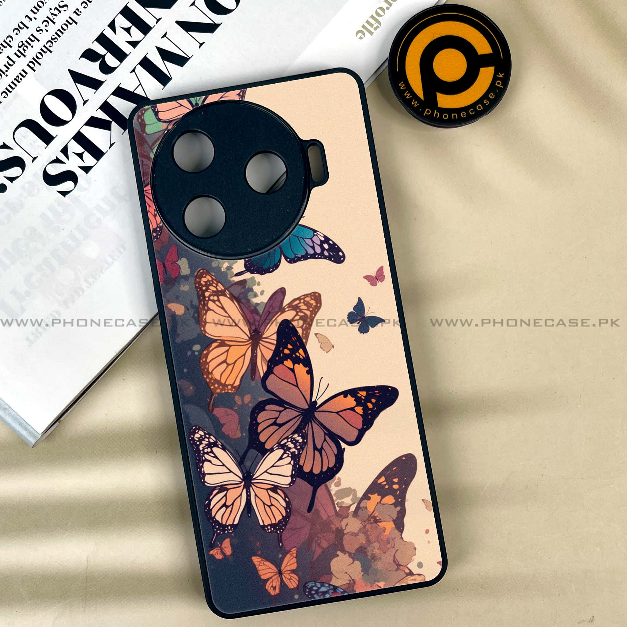 Tecno Camon 30 Pro - Butterflies Design - Premium Printed Glass soft Bumper shock Proof Case