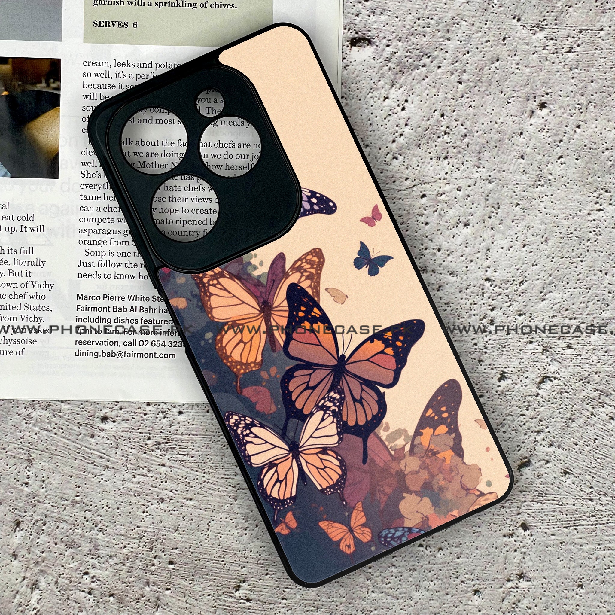 Infinix Hot 40 - Butterflies Design - Premium Printed Glass soft Bumper shock Proof Case