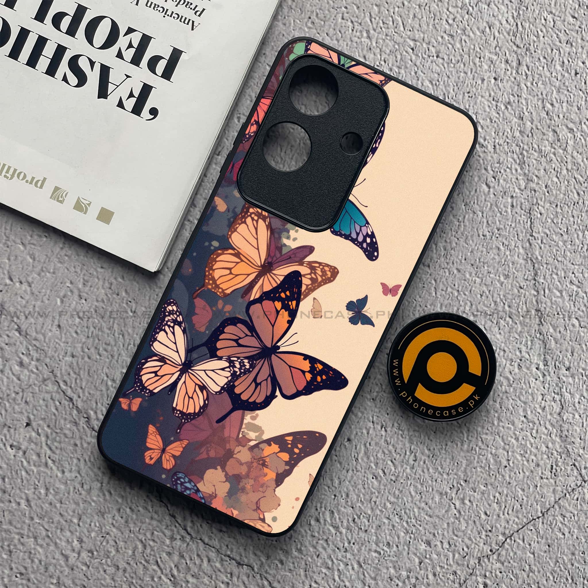 Realme Note 60x - Butterflies Design Series - Premium Metal  Printed soft Bumper shock Proof Case