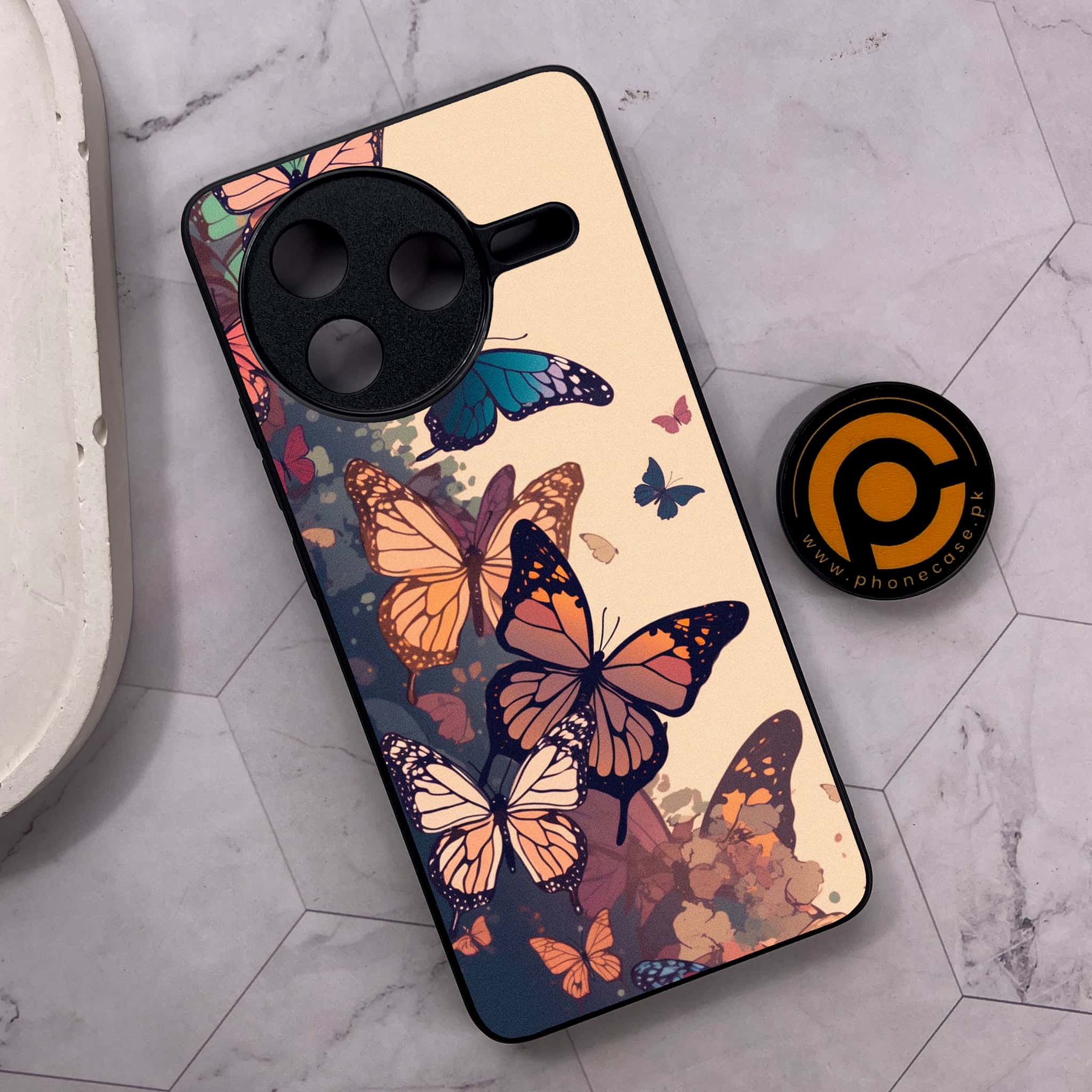 Xiaomi Poco F7 Pro 5G - Butterflies Design Series - Premium Metal Printed soft Bumper shock Proof Case