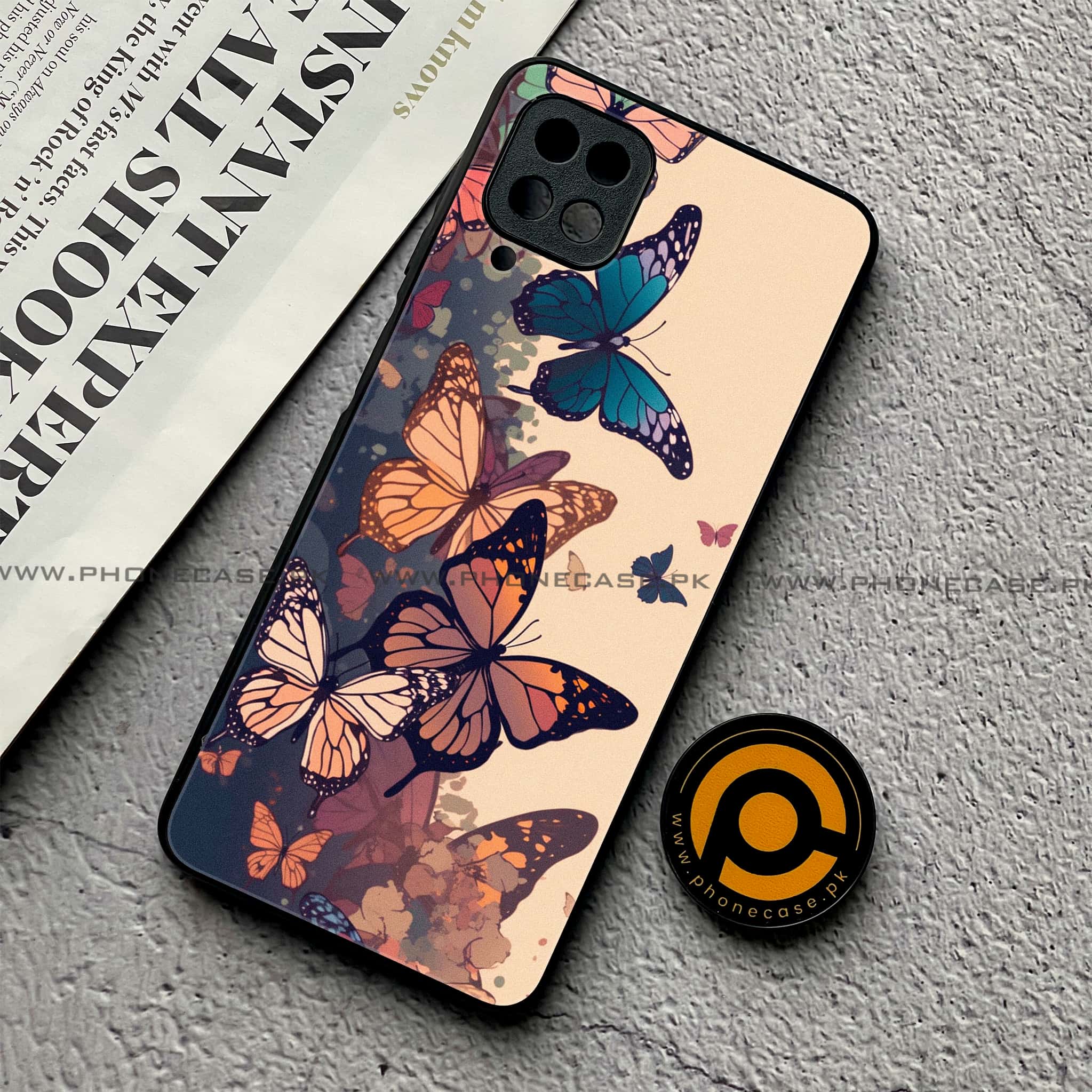Samsung Galaxy A12 / A12 Nacho - Butterflies Design Series - Premium Printed Glass soft Bumper shock Proof Case