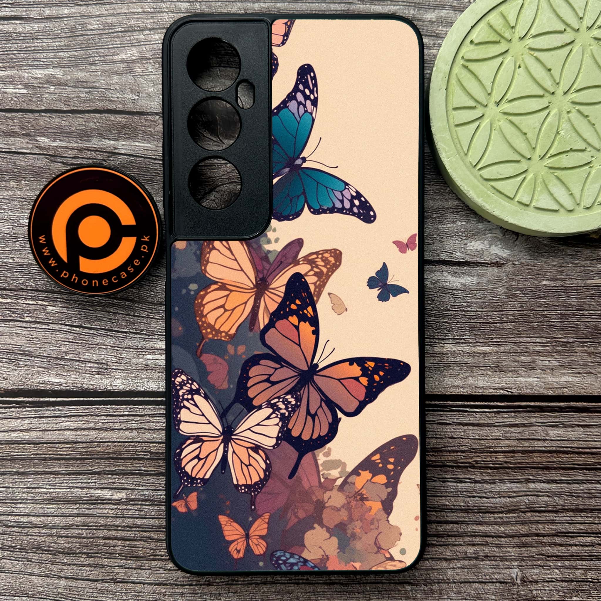 Realme C65  - Butterflies Design Series - Premium Metal Printed soft Bumper shock Proof Case