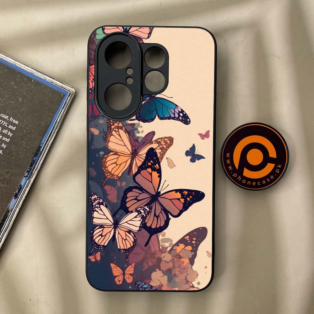 Vivo X200 FE - Butterflies Design Series - Premium Metal Printed soft Bumper Shock Proof Case