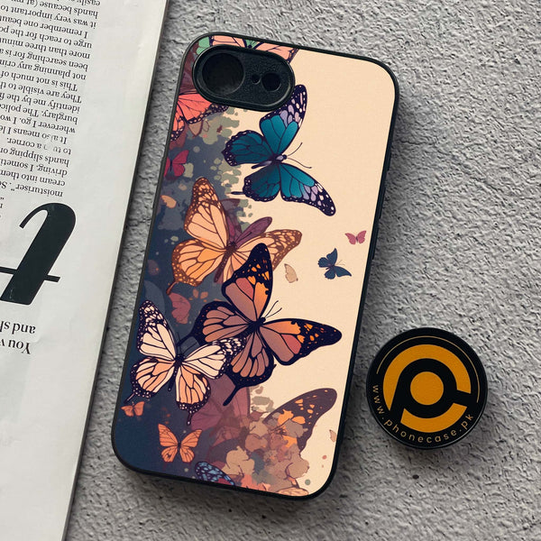 iPhone 16e - Butterflies Design Design 6  - Premium Metal  Printed soft Bumper shock Proof Case CS-39392