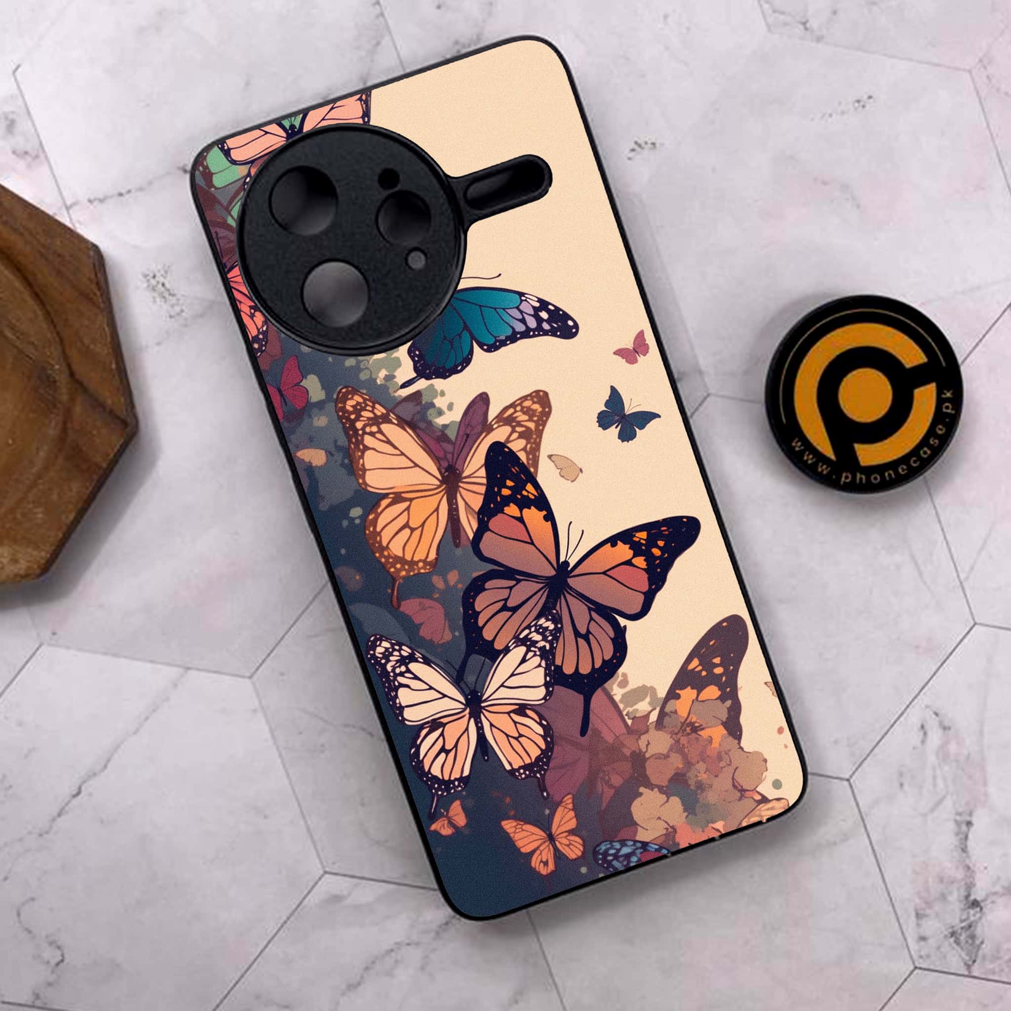 Xiaomi Poco F7 Ultra 5G - Butterflies Design Series - Premium Metal Printed soft Bumper shock Proof Case