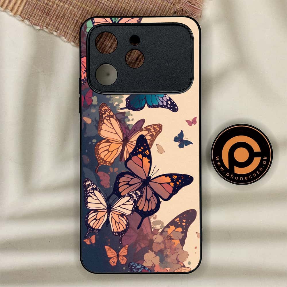Tecno Spark 40 - Butterflies Design Series - Premium Metal Printed soft Bumper shock Proof Case