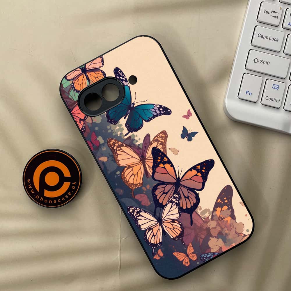 Google Pixel 9a - Butterflies Design Series - Premium Metal Printed soft Bumper Shock Proof Case