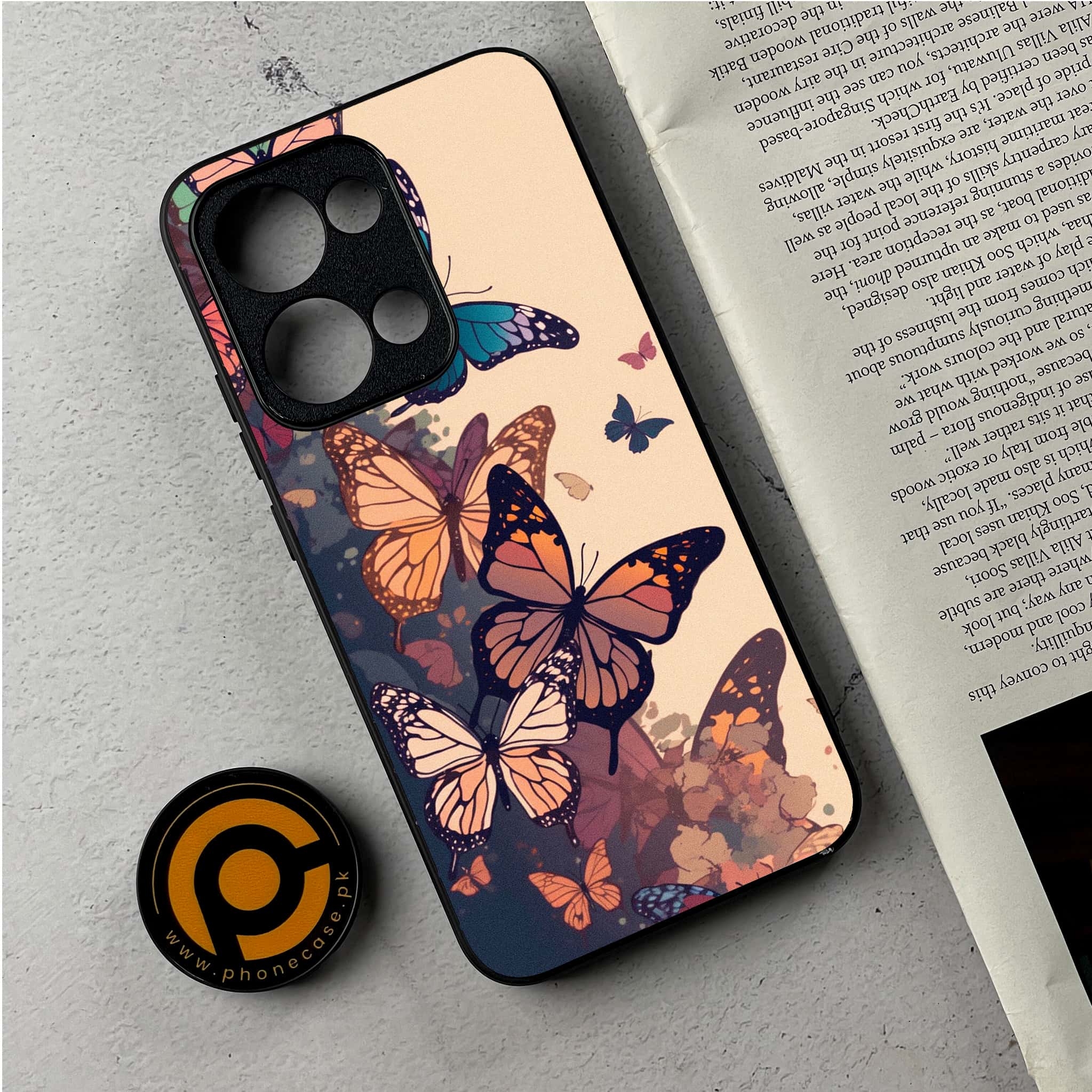 Oppo Reno 13 - Butterflies Design Series - Premium Metal Printed Soft Bumper Shockproof Case