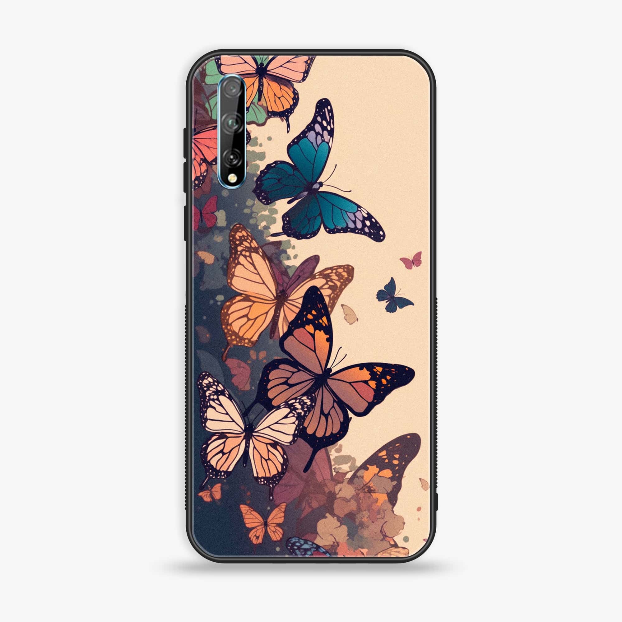 Huawei Y8p - Butterflies Design Series - Premium Printed Glass soft Bumper shock Proof Case