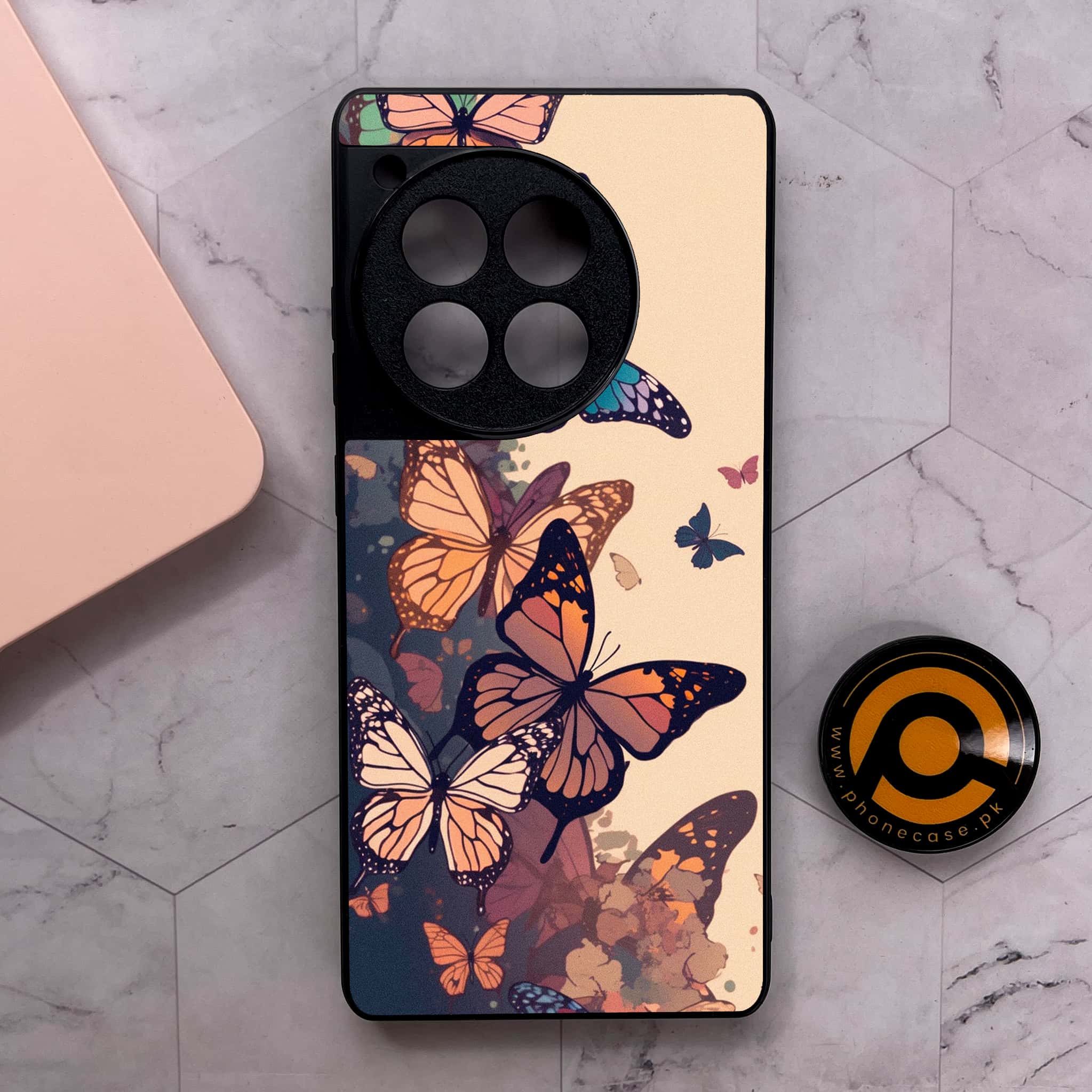 OnePlus 12R - Butterflies Design Series - Premium Metal Printed soft Bumper shock Proof Case