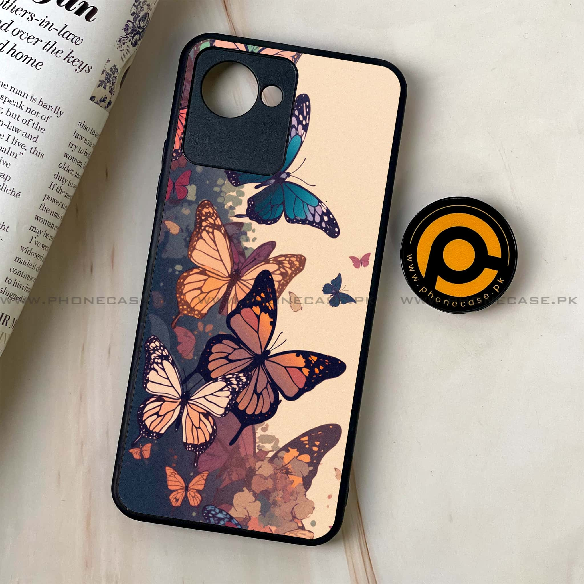 Realme C30 - Butterflies Design Series - Premium Printed Glass soft Bumper shock Proof Case