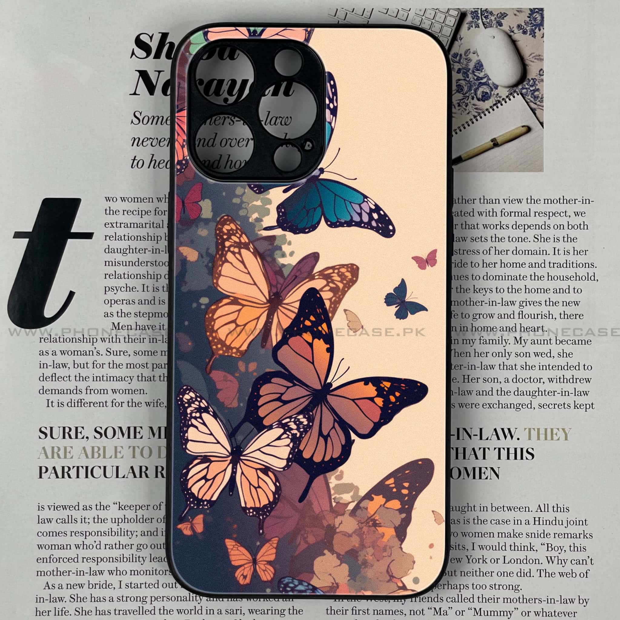iPhone 14 Pro Max - Butterflies Design Series - Premium Metal Printed soft Bumper shock Proof Case