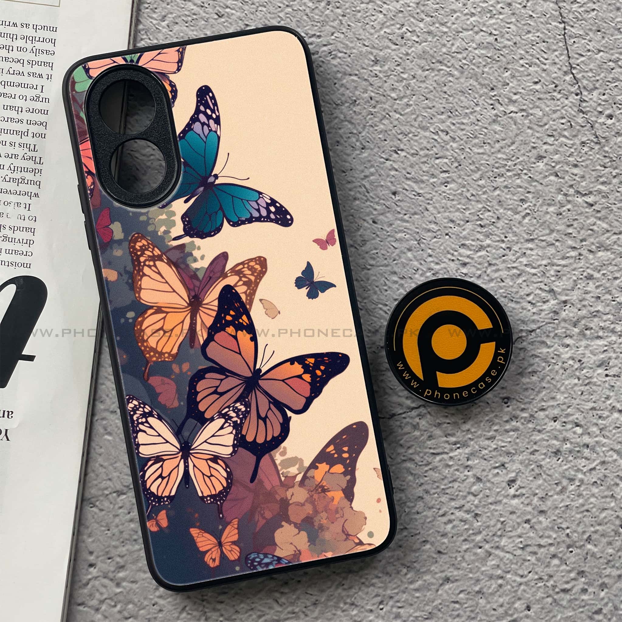 Oppo A18 4G - Butterflies Design Series - Premium Metal  Printed soft Bumper shock Proof Case