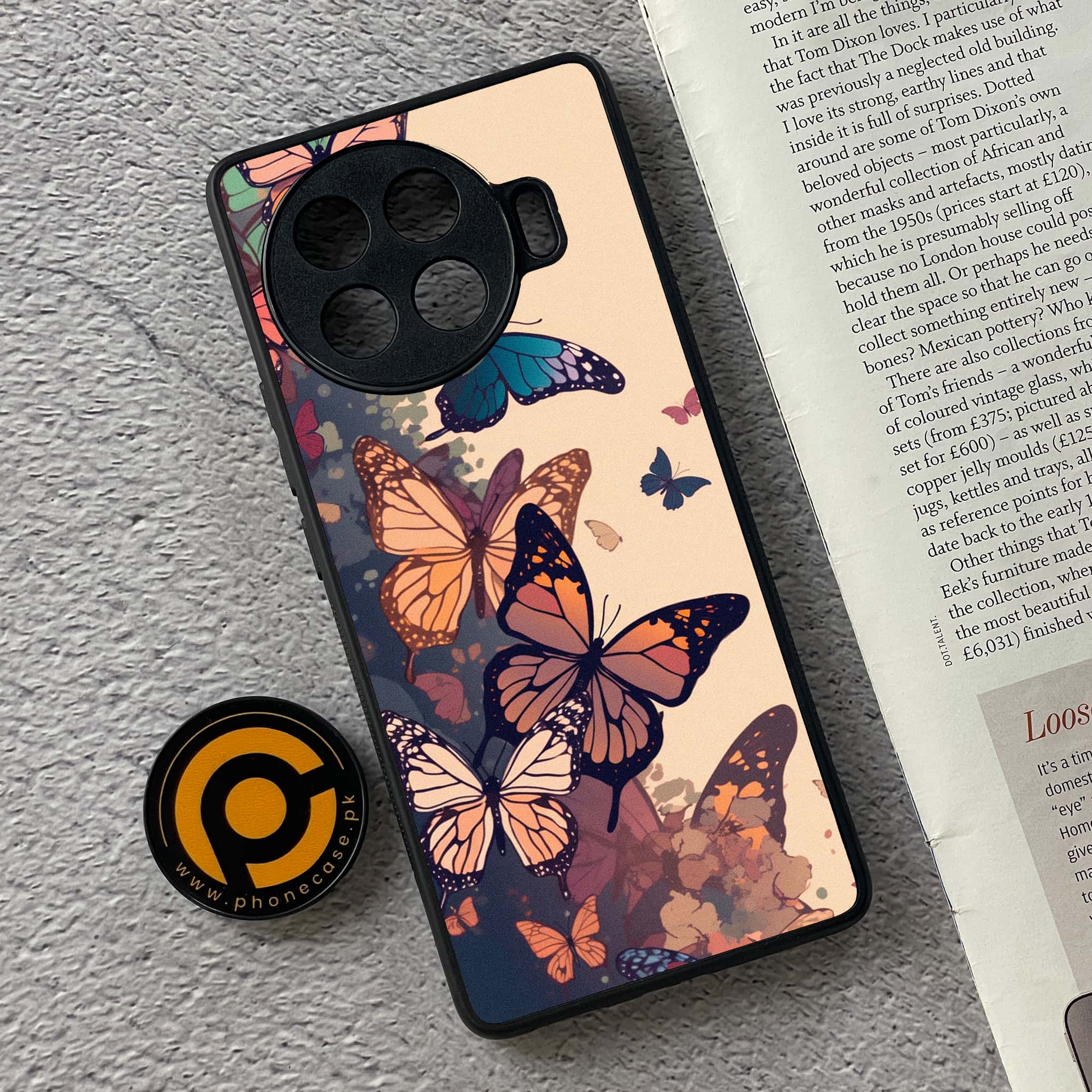 Tecno Spark 20 pro plus - Butterflies Design Series - Premium Metal Printed soft Bumper shock Proof Case