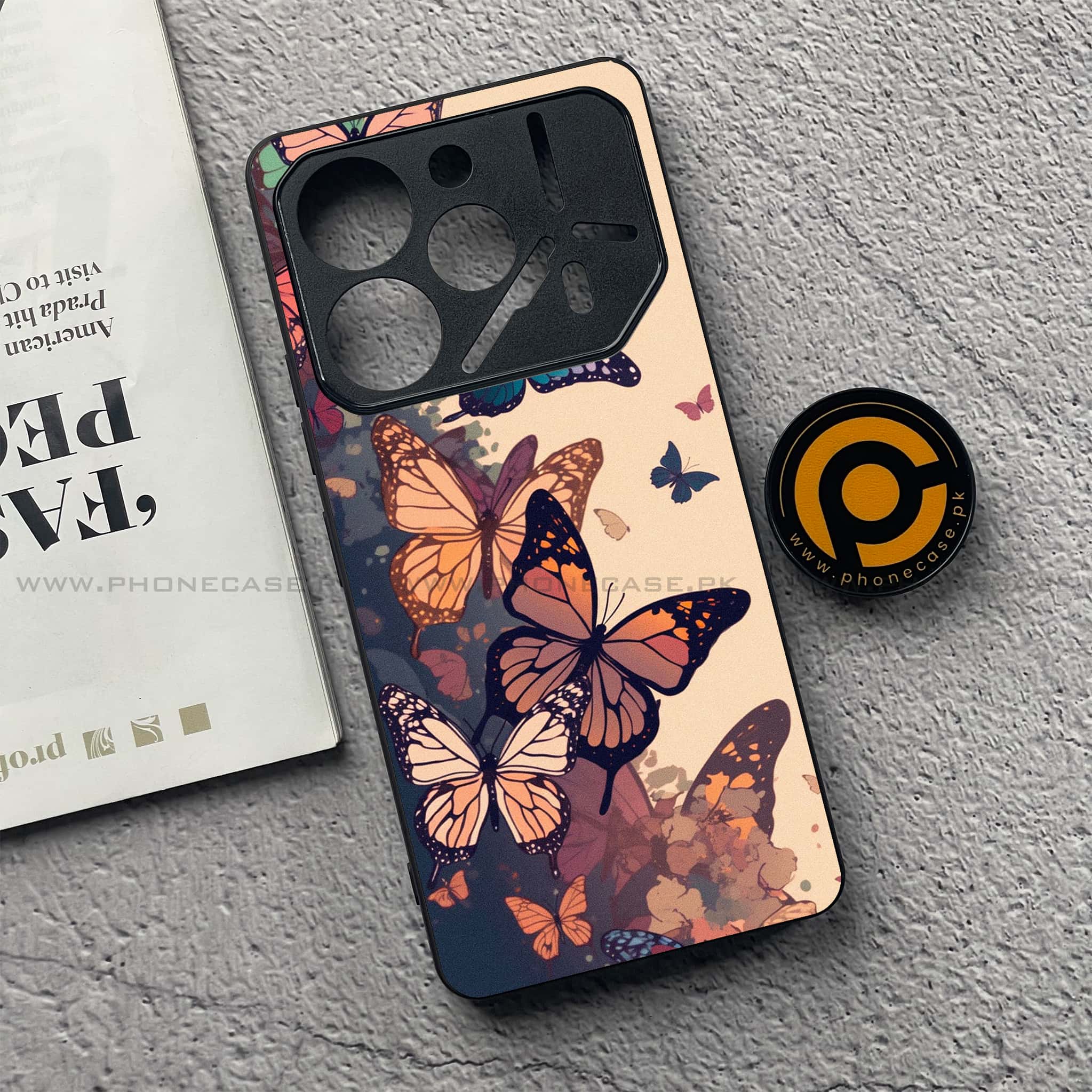 Tecno Pova 6 Pro - Butterflies Design Series - Premium Printed Glass soft Bumper shock Proof Case