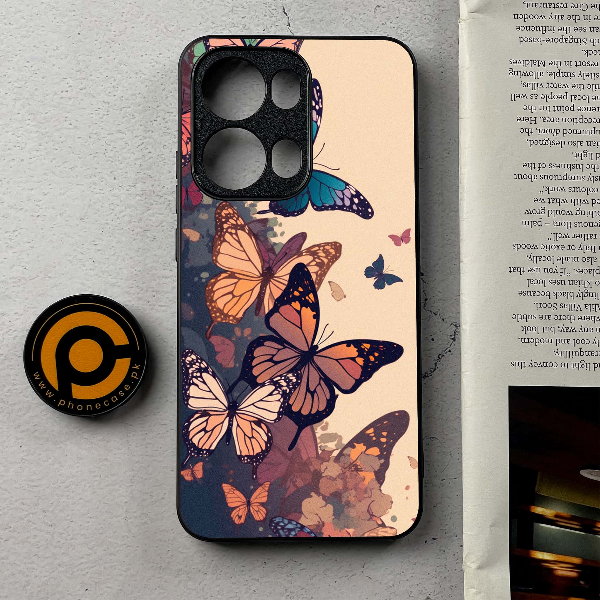Oppo Reno 13 Pro - Butterflies Design Series - Premium Metal Printed Soft Bumper Shockproof Case