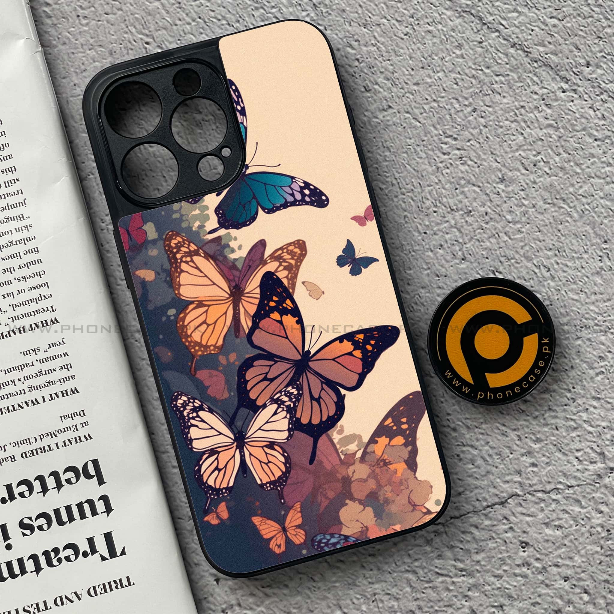 iPhone 15 Pro - Butterflies Design Series - Premium Metal Printed soft Bumper shock Proof Case