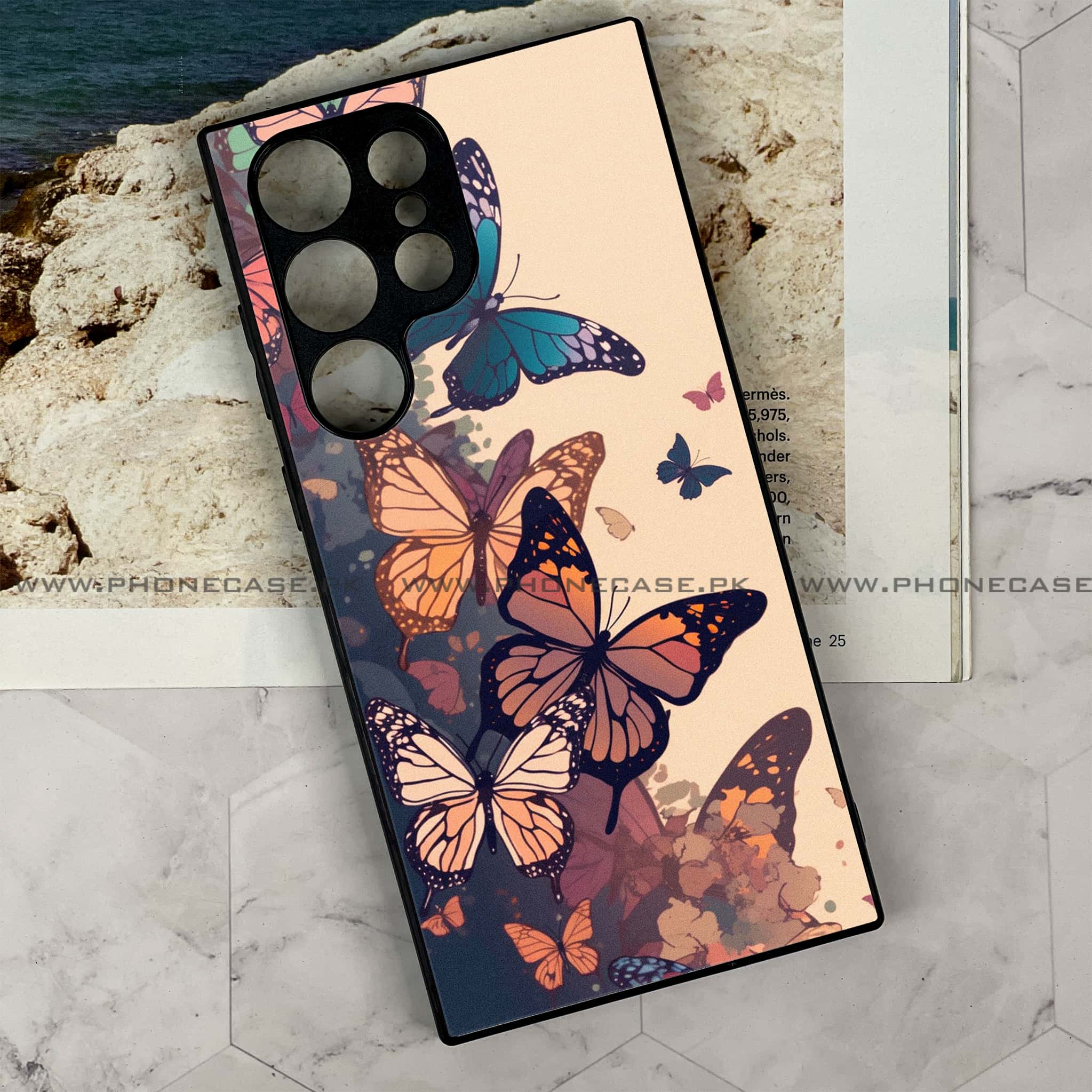 Samsung Galaxy S24 Ultra - Butterflies Design Series - Premium Metal Printed soft Bumper shock Proof Case