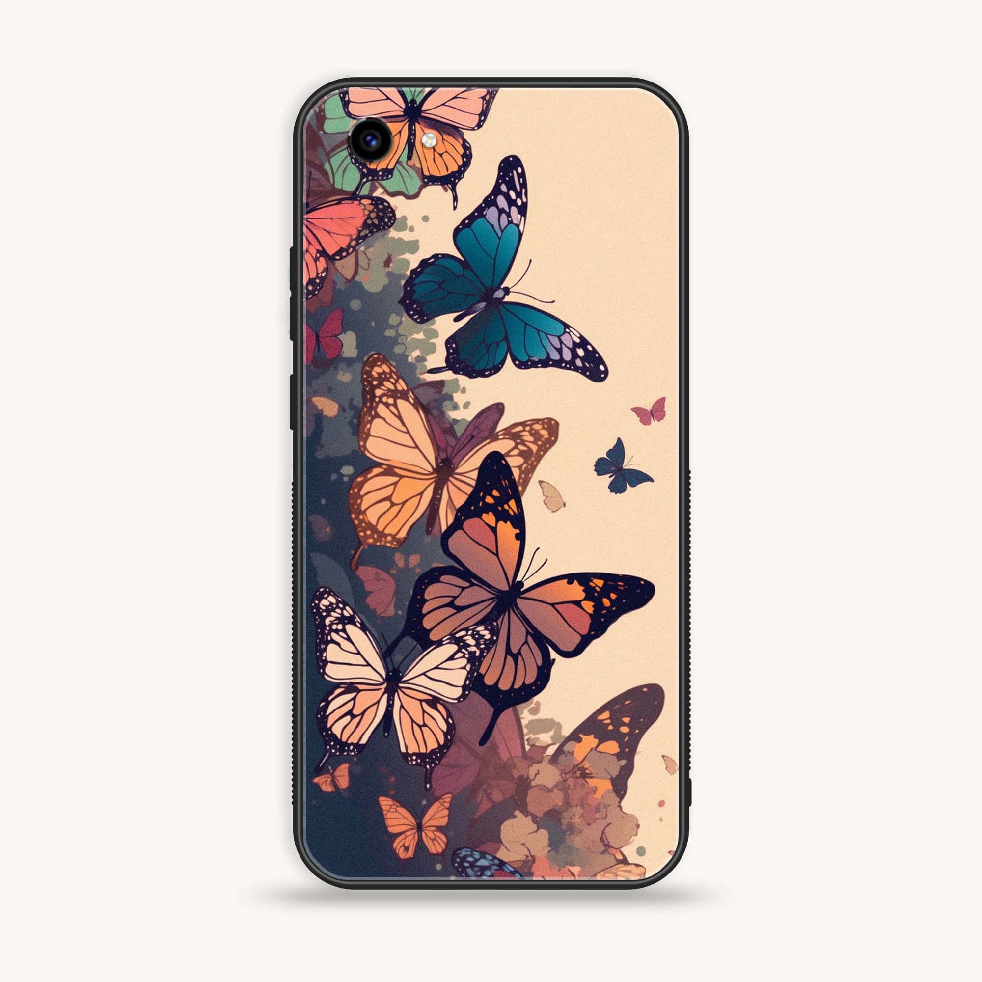 Vivo Y83 - Butterflies Design Series - Premium Printed Glass soft Bumper shock Proof Case