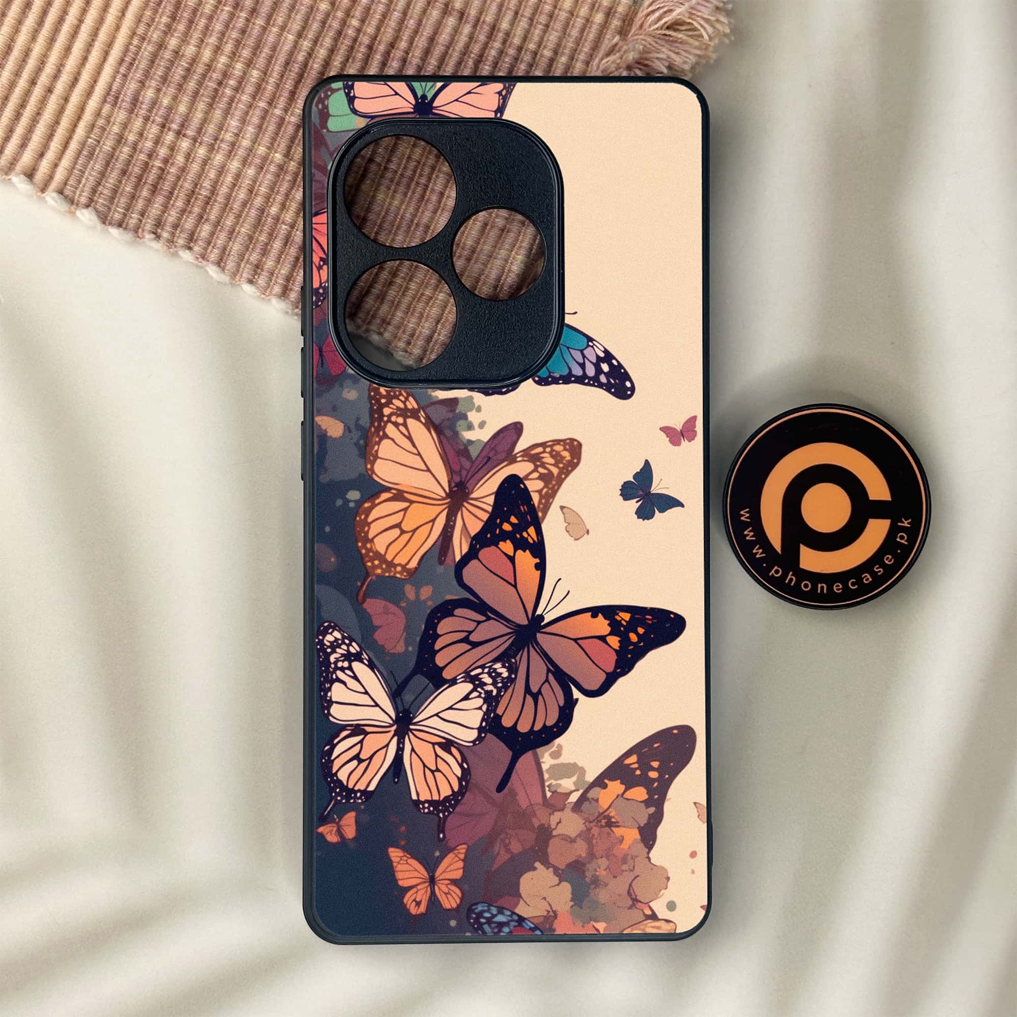 Realme GT 6 - Butterflies Design Series - Premium Metal Printed soft Bumper shock Proof Case