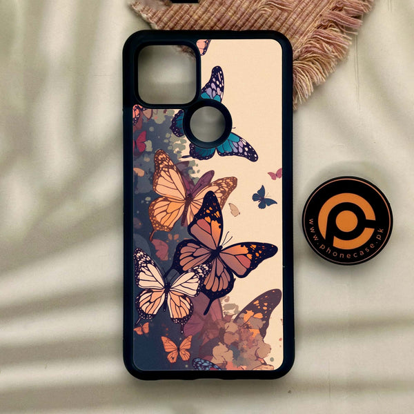 Google Pixel 4a 5G - Butterflies Design 6 - Premium Metal Printed Soft Bumper Shock Proof Case