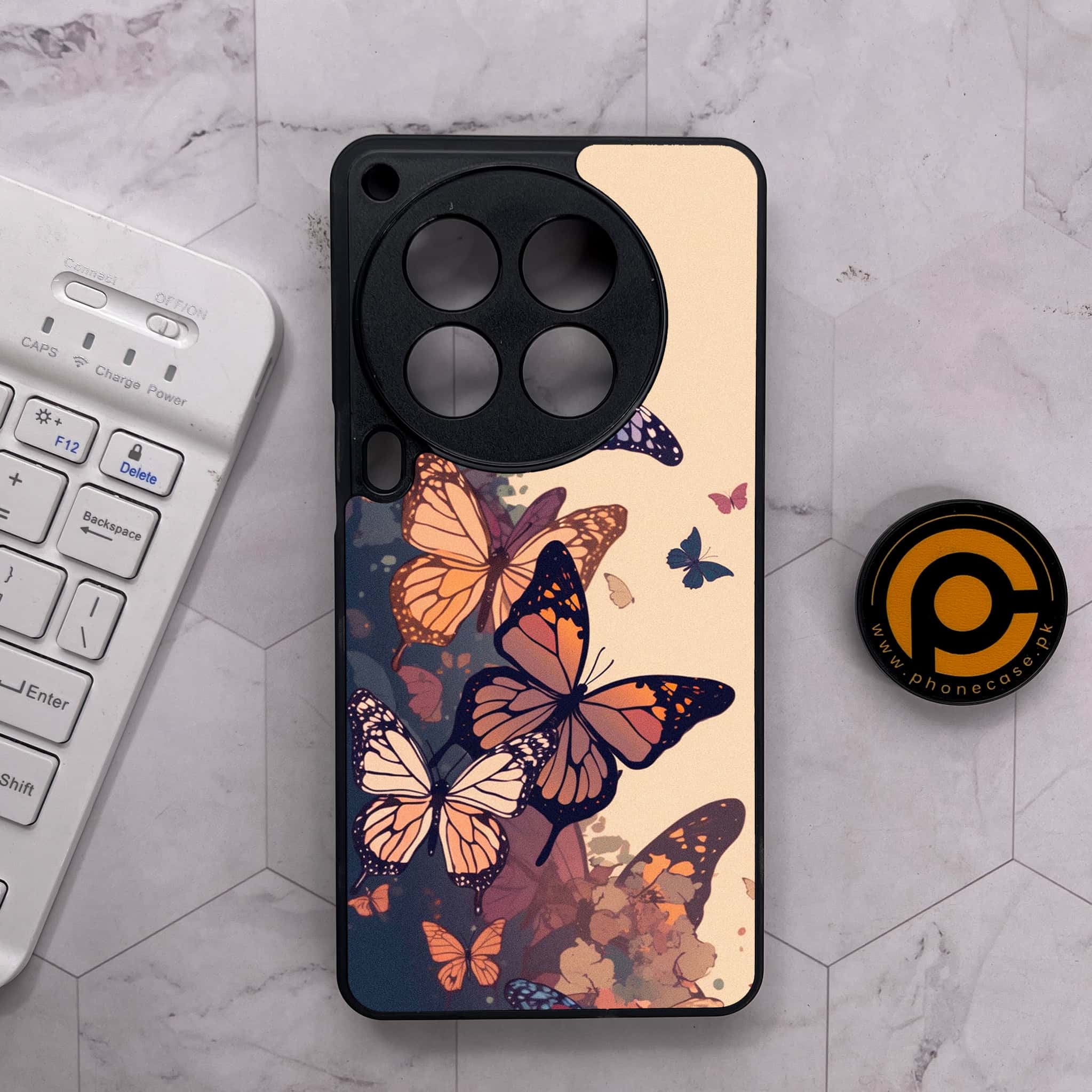 Tecno Camon 30 Premier - Butterflies Design Series - Premium Metal Printed soft Bumper shock Proof Case
