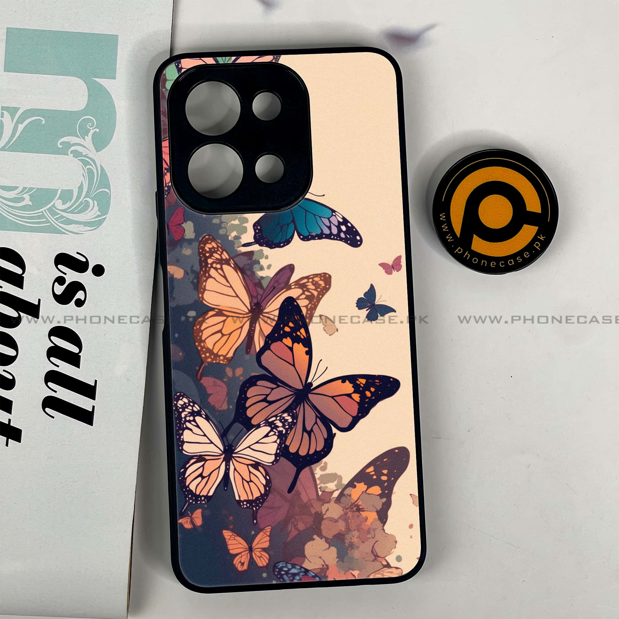 Vivo Y28 - Butterflies Design - Premium Printed Glass soft Bumper shock Proof Case