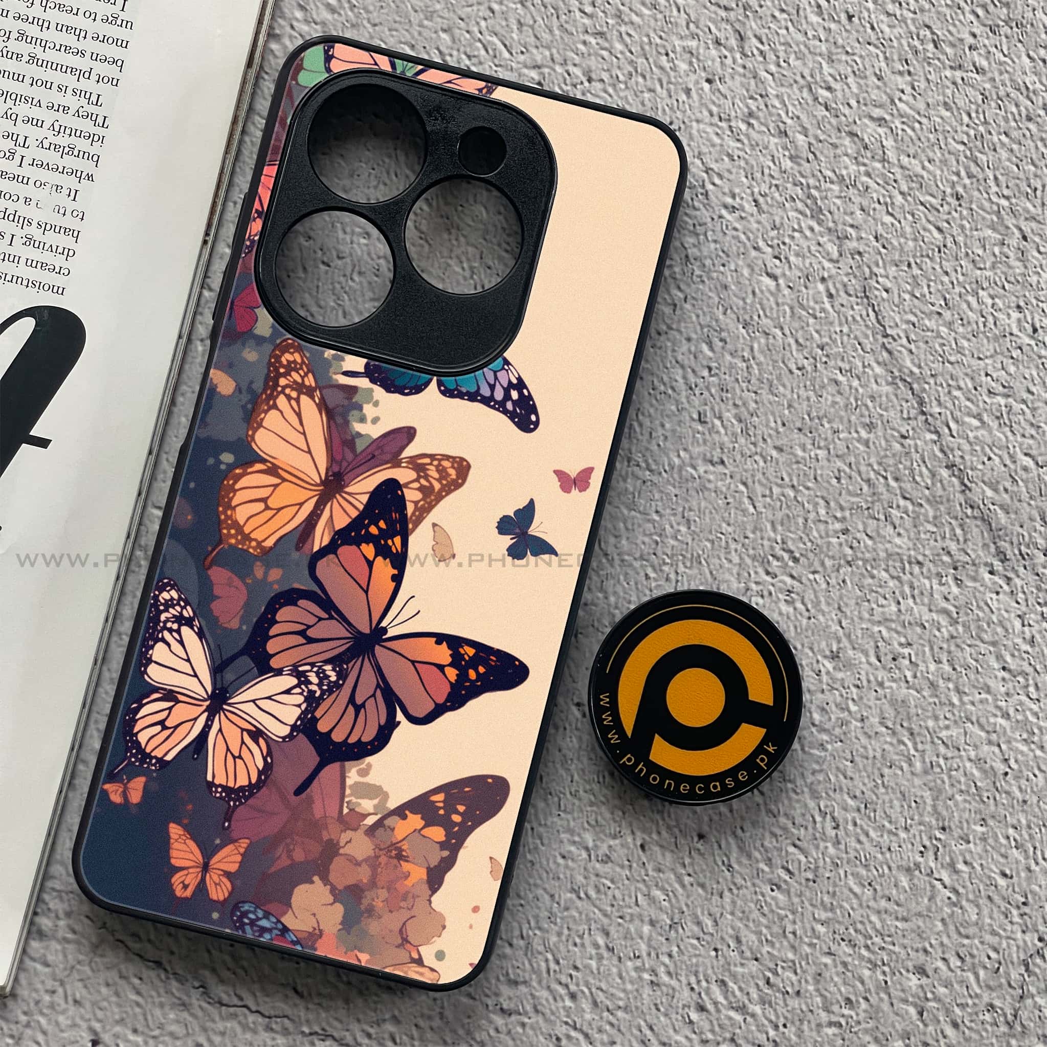 Infinix Smart 8 - Butterflies Design Series - Premium Metal Printed soft Bumper shock Proof Case