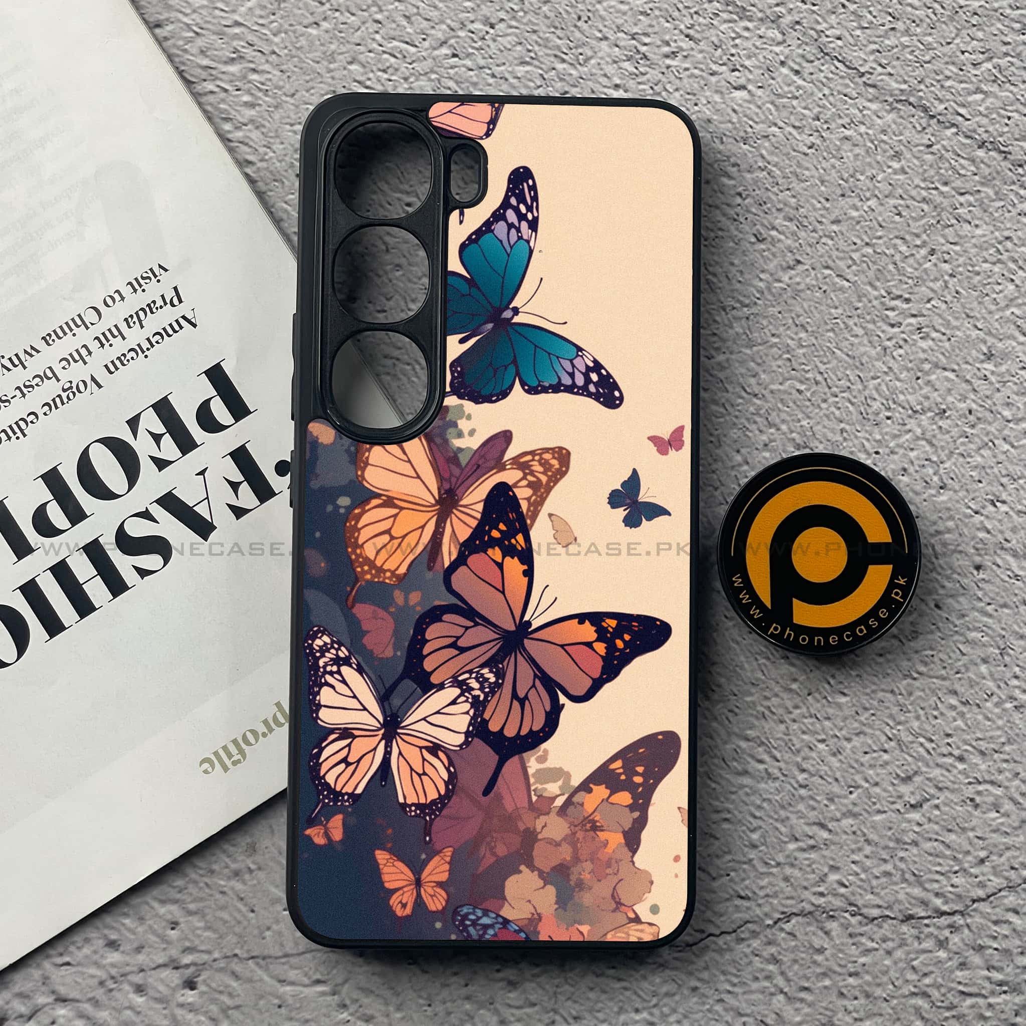 Vivo V40 Lite (IDN) - Butterflies Design Series - Premium Metal Printed soft Bumper Shock Proof Case