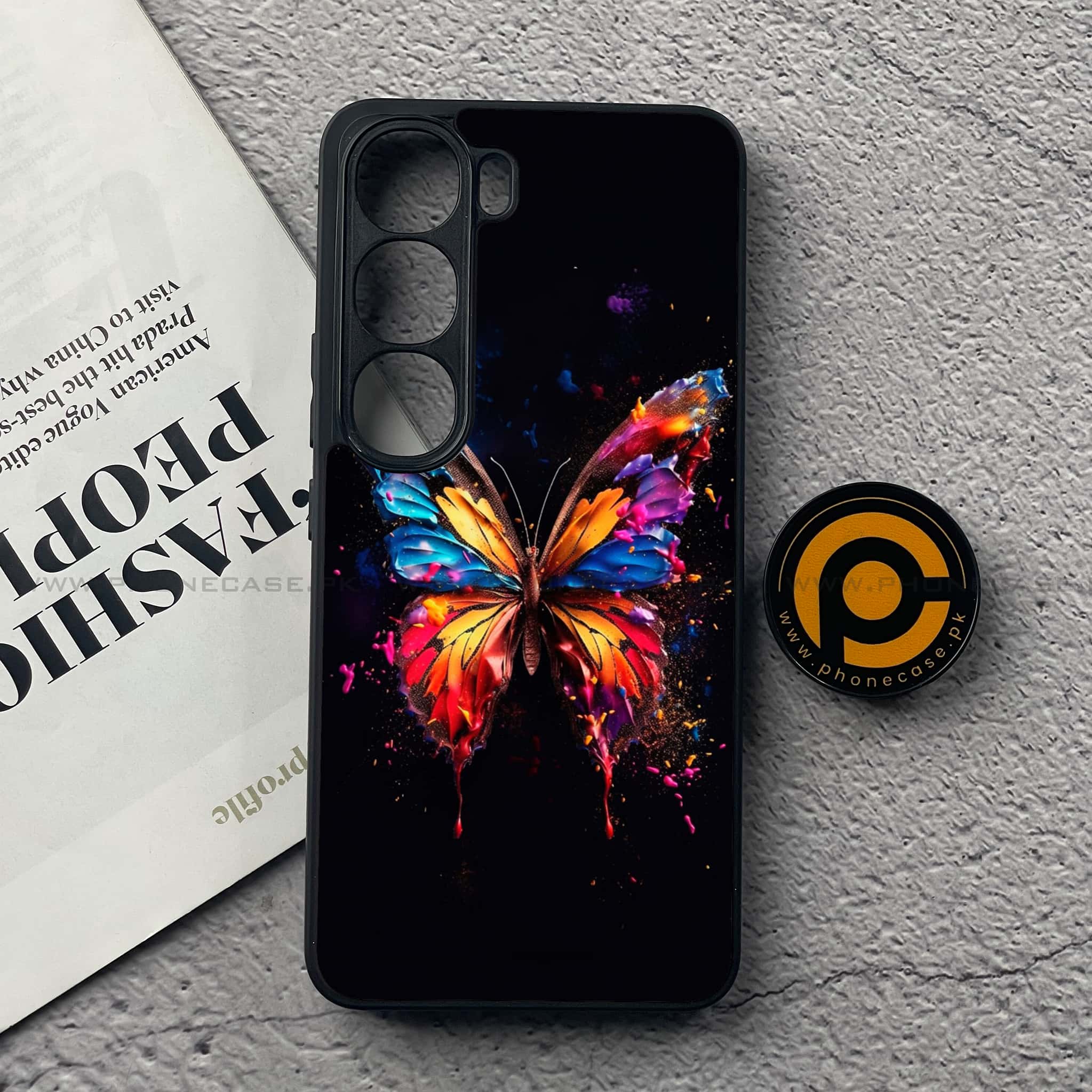 Vivo V40 Lite (IDN) - Butterflies Design Series - Premium Metal Printed soft Bumper Shock Proof Case
