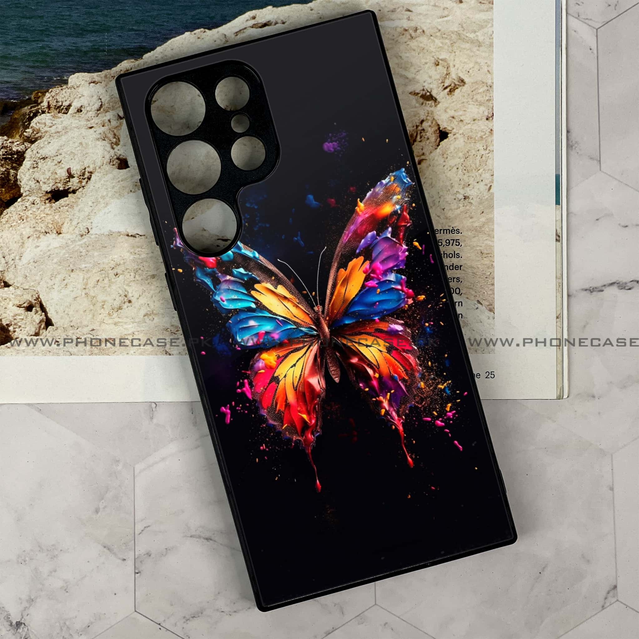 Samsung Galaxy S24 Ultra - Butterflies Design Series - Premium Metal Printed soft Bumper shock Proof Case