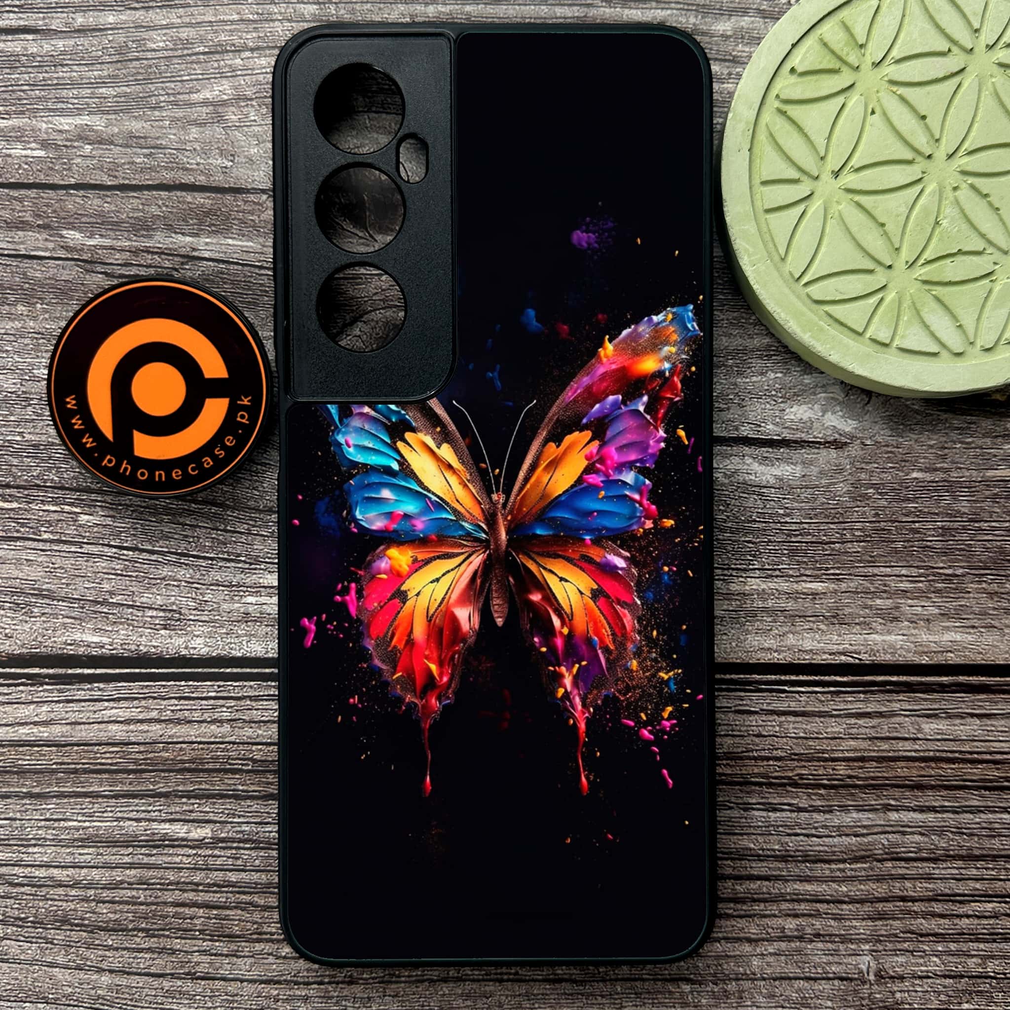 Realme C65  - Butterflies Design Series - Premium Metal Printed soft Bumper shock Proof Case