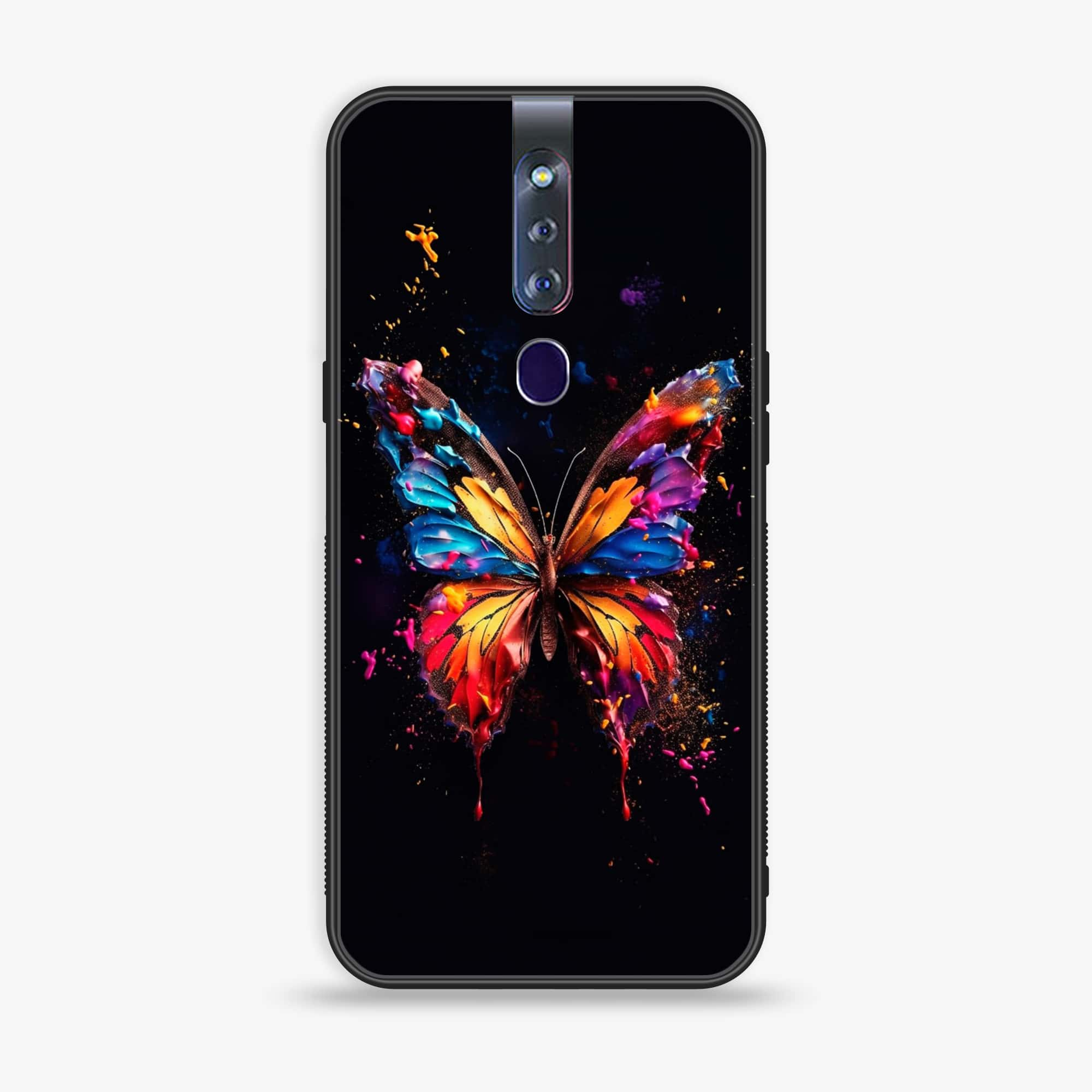 Oppo F11 Pro Butterflies Design Series Premium Printed Glass soft Bumper shock Proof Case