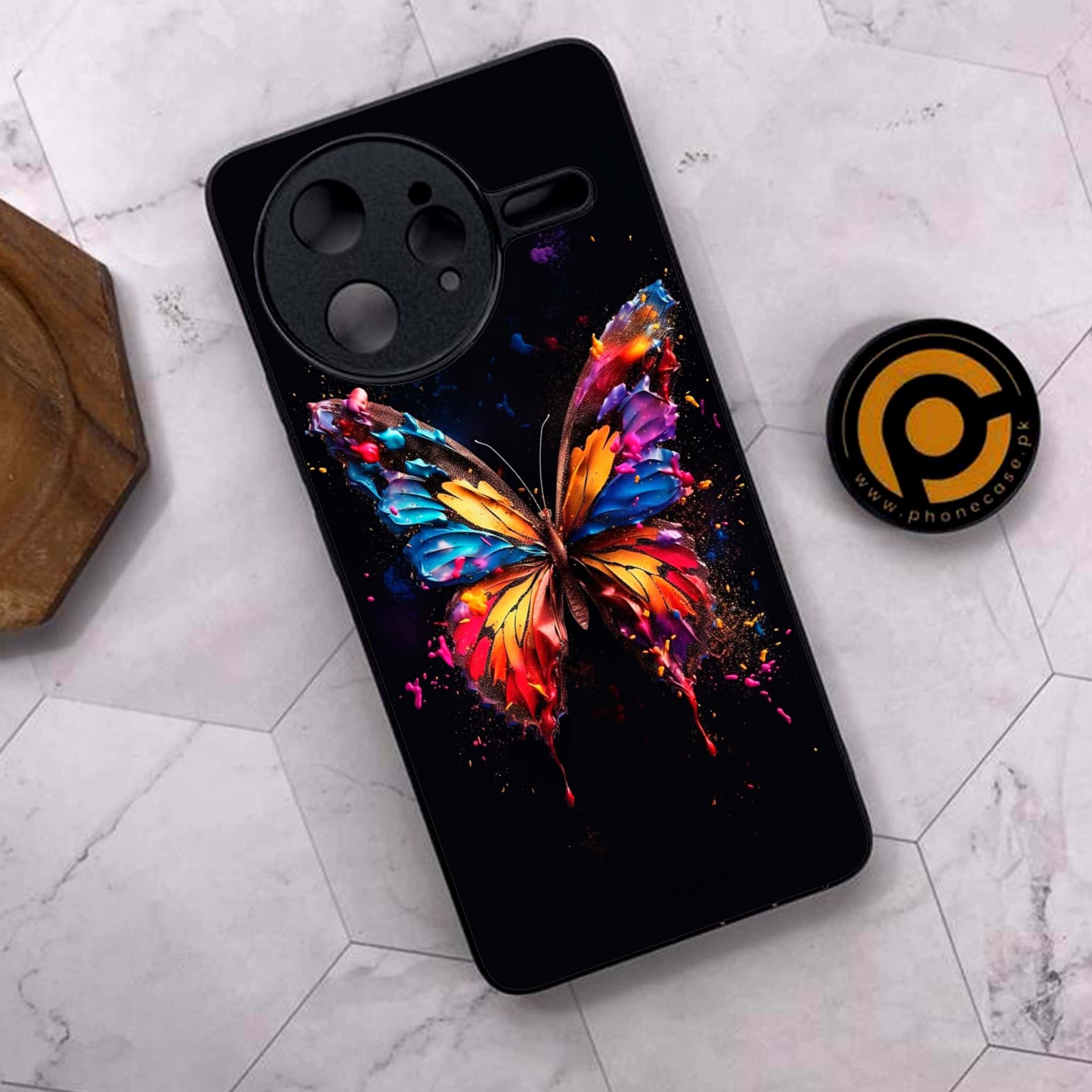 Xiaomi Poco F7 Ultra 5G - Butterflies Design Series - Premium Metal Printed soft Bumper shock Proof Case