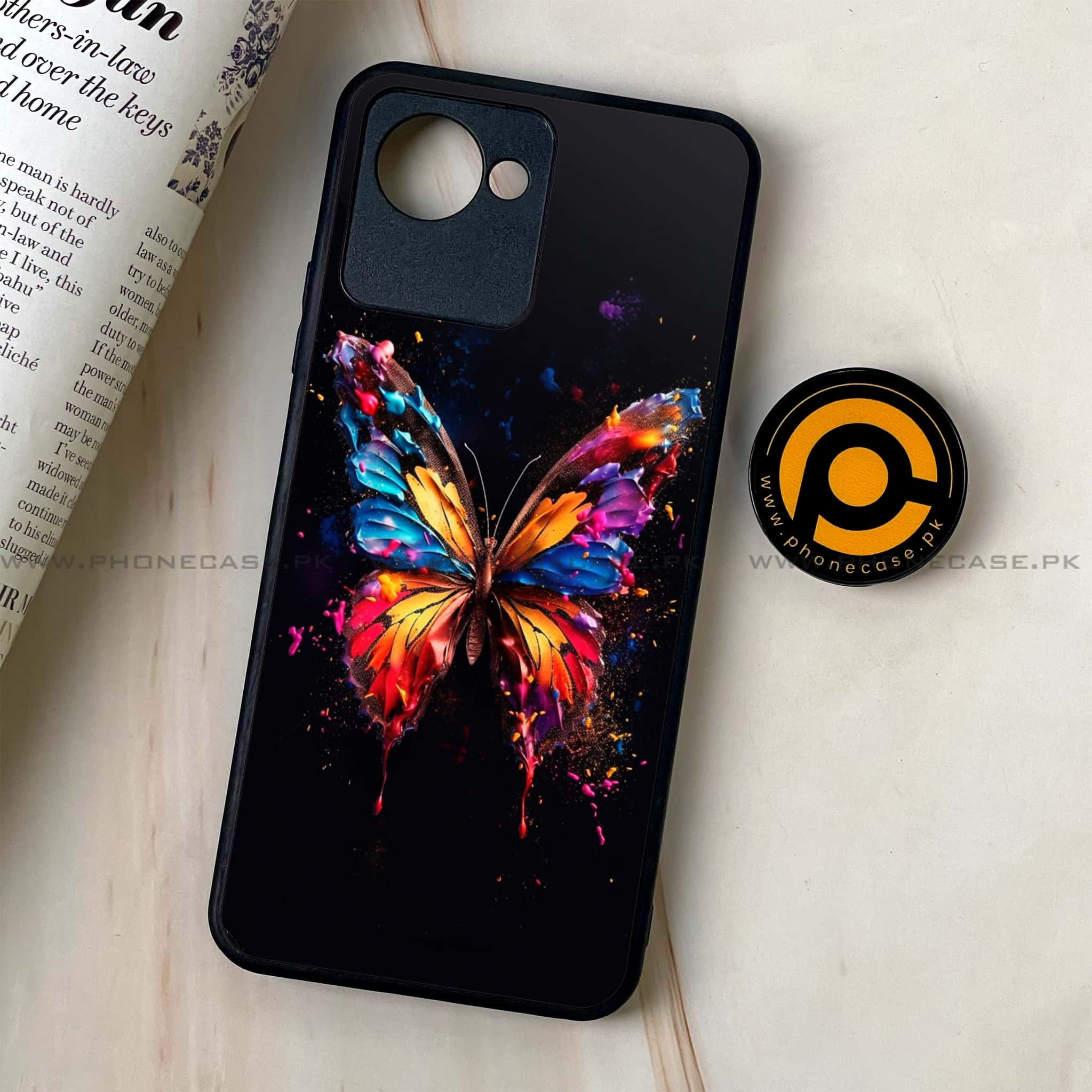 Realme C30 - Butterflies Design Series - Premium Printed Glass soft Bumper shock Proof Case