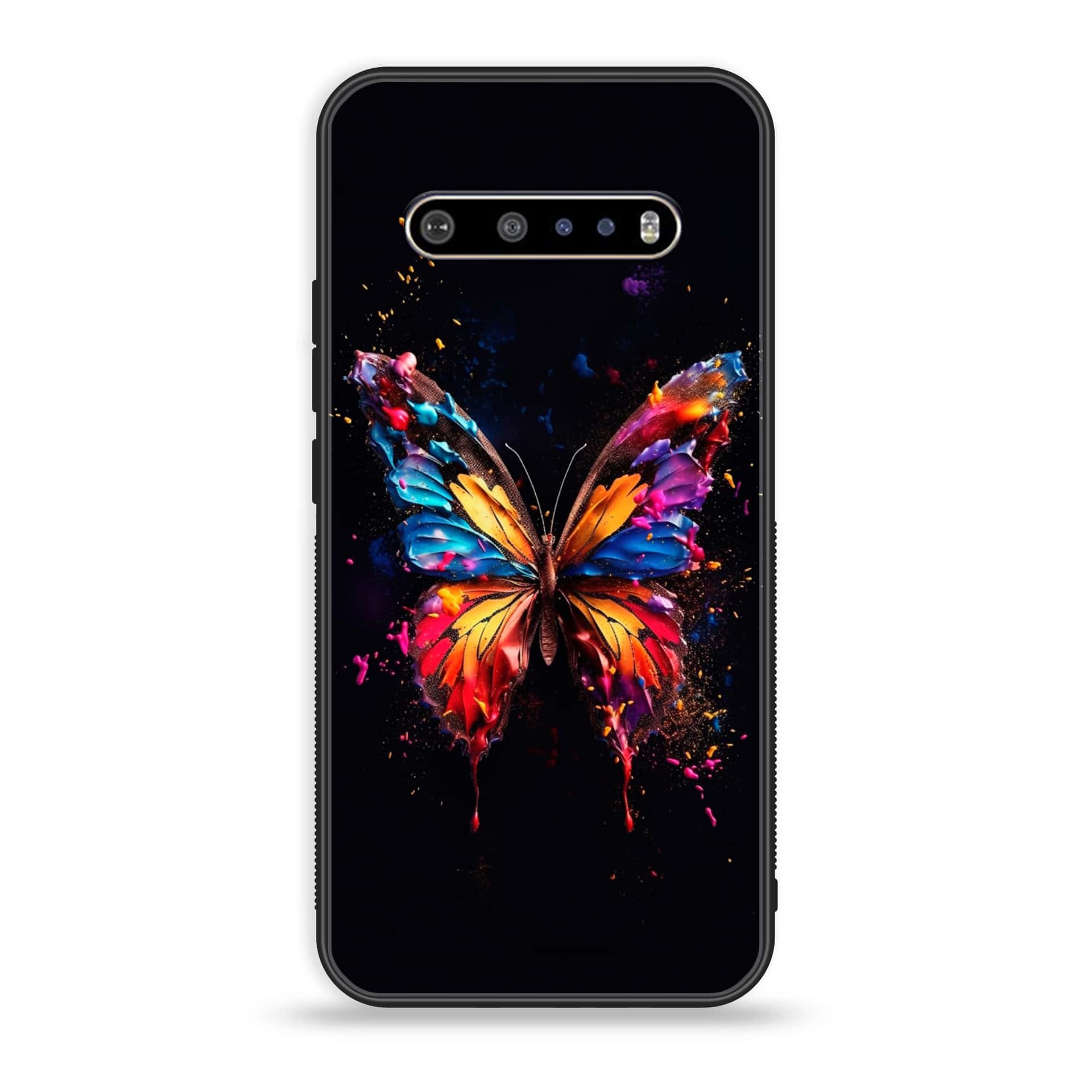 LG V60 Butterflies Design Series Premium Printed Glass soft Bumper shock Proof Case