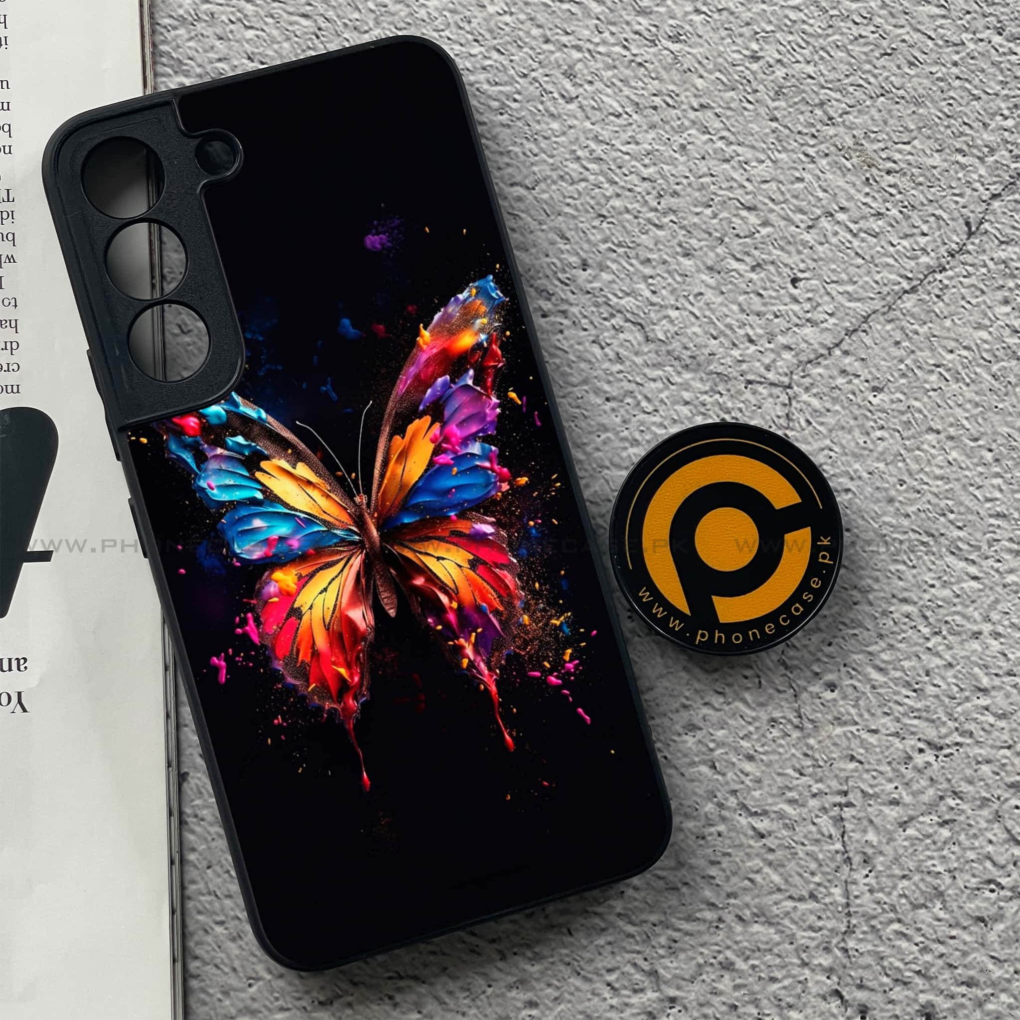 Samsung Galaxy S22 - Butterflies Design Series - Premium Metal Printed soft Bumper shock Proof Case