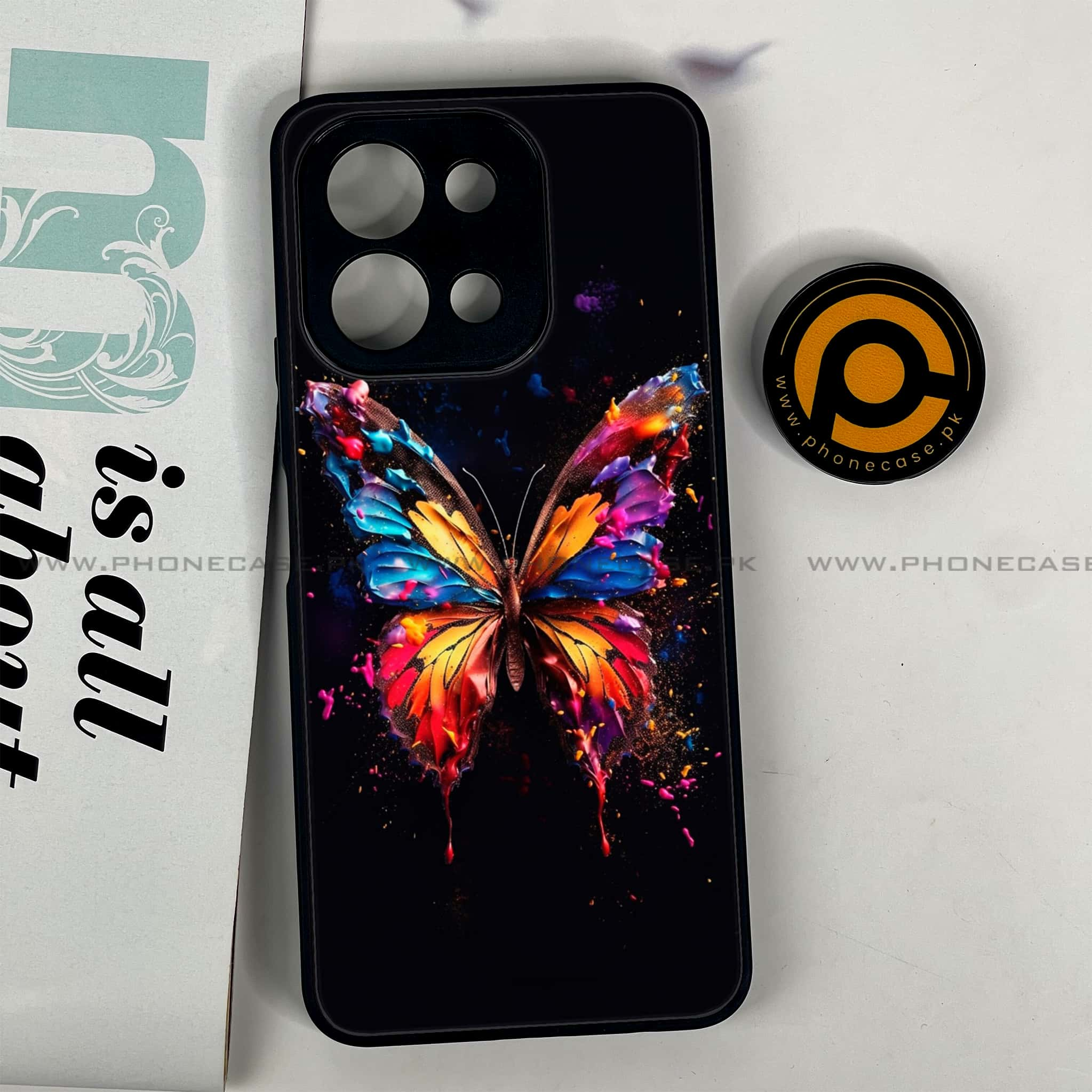 Vivo Y28 - Butterflies Design - Premium Printed Glass soft Bumper shock Proof Case