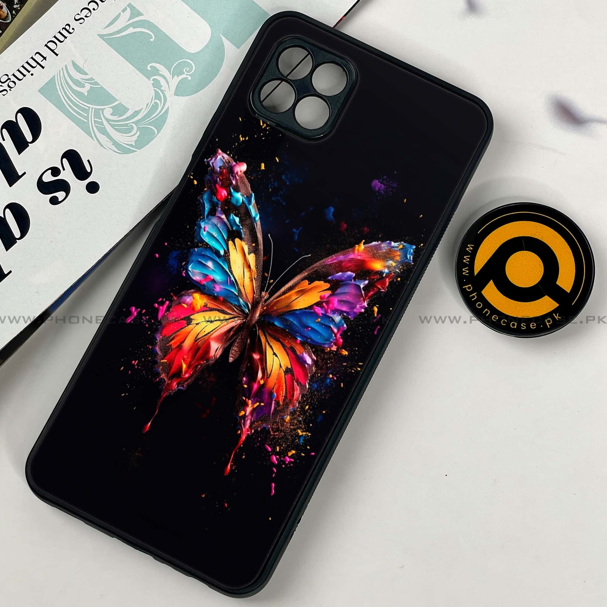 Samsung Galaxy A22 -  Butterflies Design - Premium Printed Metal soft Bumper shock Proof Case