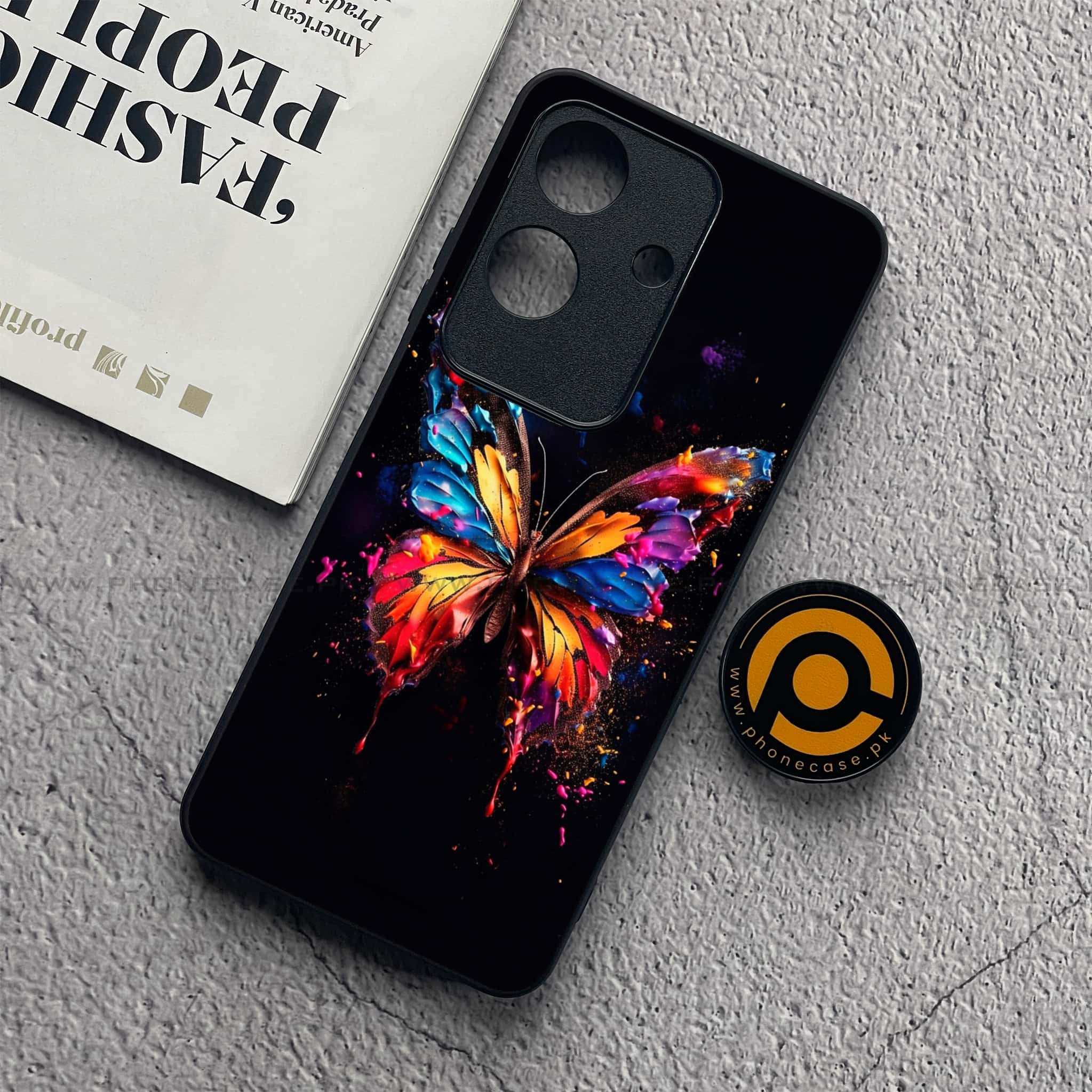 Realme Note 60x - Butterflies Design Series - Premium Metal  Printed soft Bumper shock Proof Case