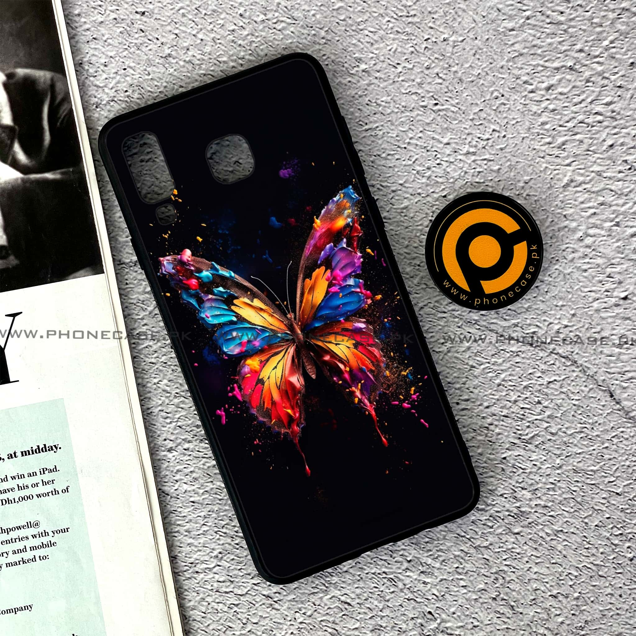 Samsung Galaxy A8 Star(A9 Star) - Butterflies Design Series - Premium Printed Glass soft Bumper shock Proof Case