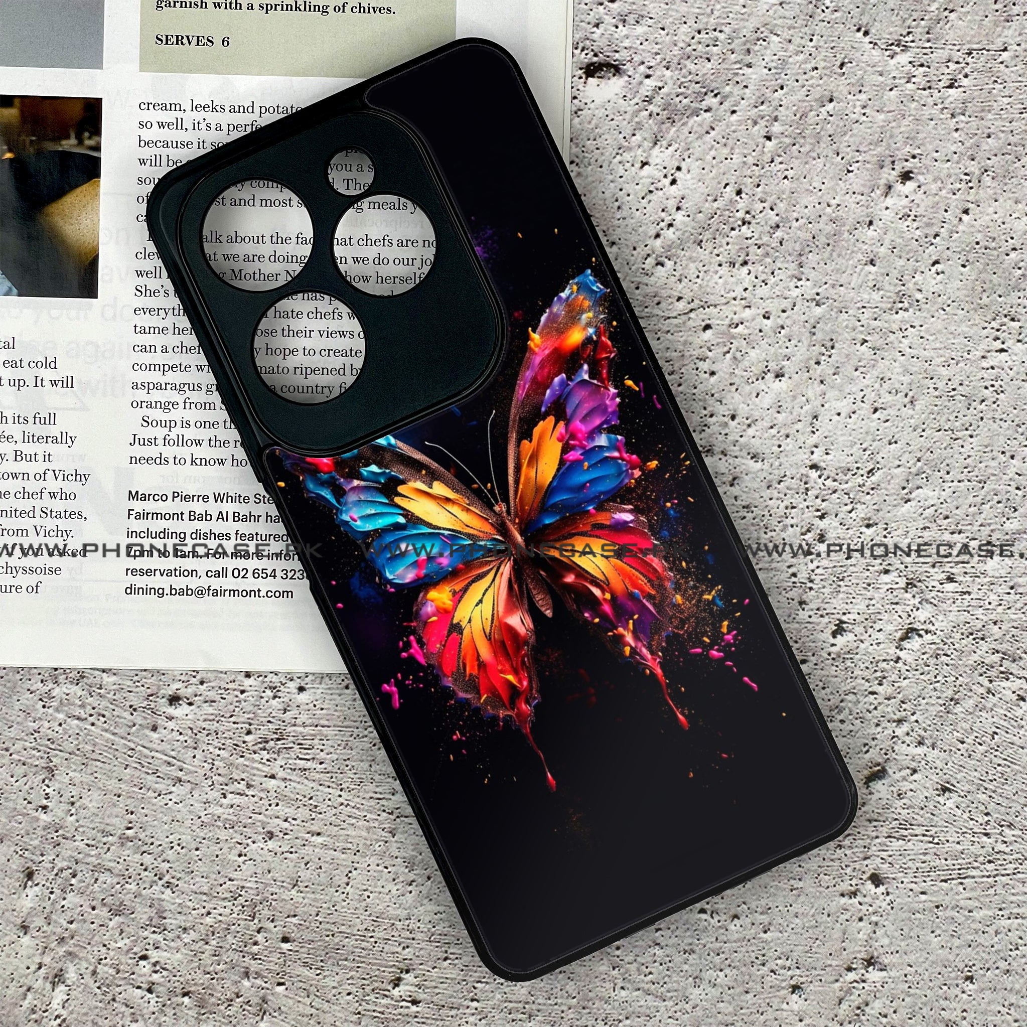 Infinix Hot 40 - Butterflies Design - Premium Printed Glass soft Bumper shock Proof Case