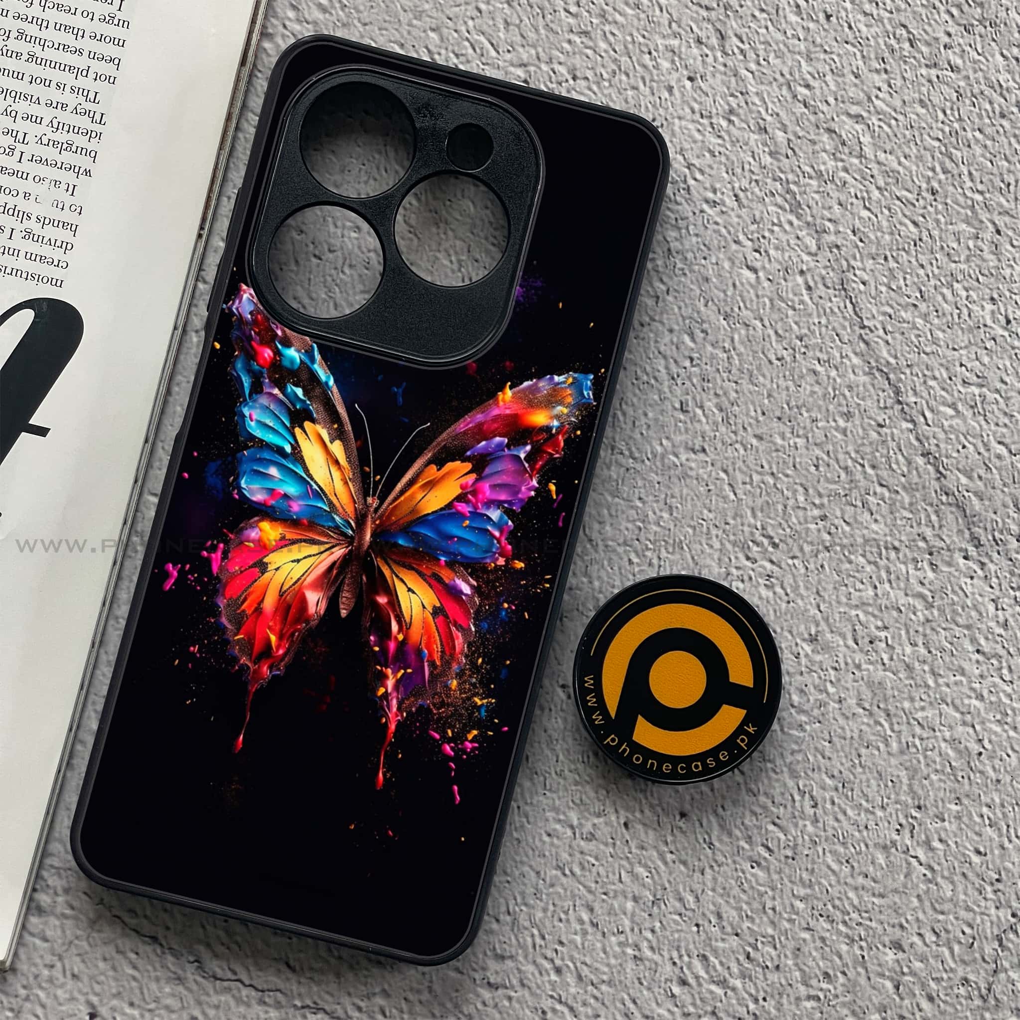Infinix Hot 40i - Butterflies Design Series - Premium Metal Printed soft Bumper shock Proof Case