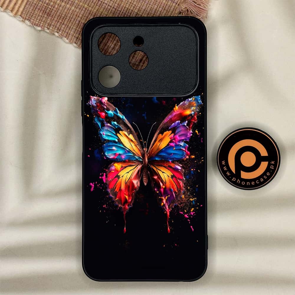 Tecno Spark 40 - Butterflies Design Series - Premium Metal Printed soft Bumper shock Proof Case